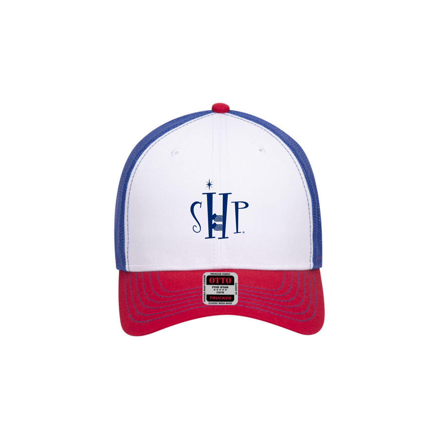 Trucker Snapback Hat w/ Embroidery (RED/WHITE/BLUE) - SHP Logo
