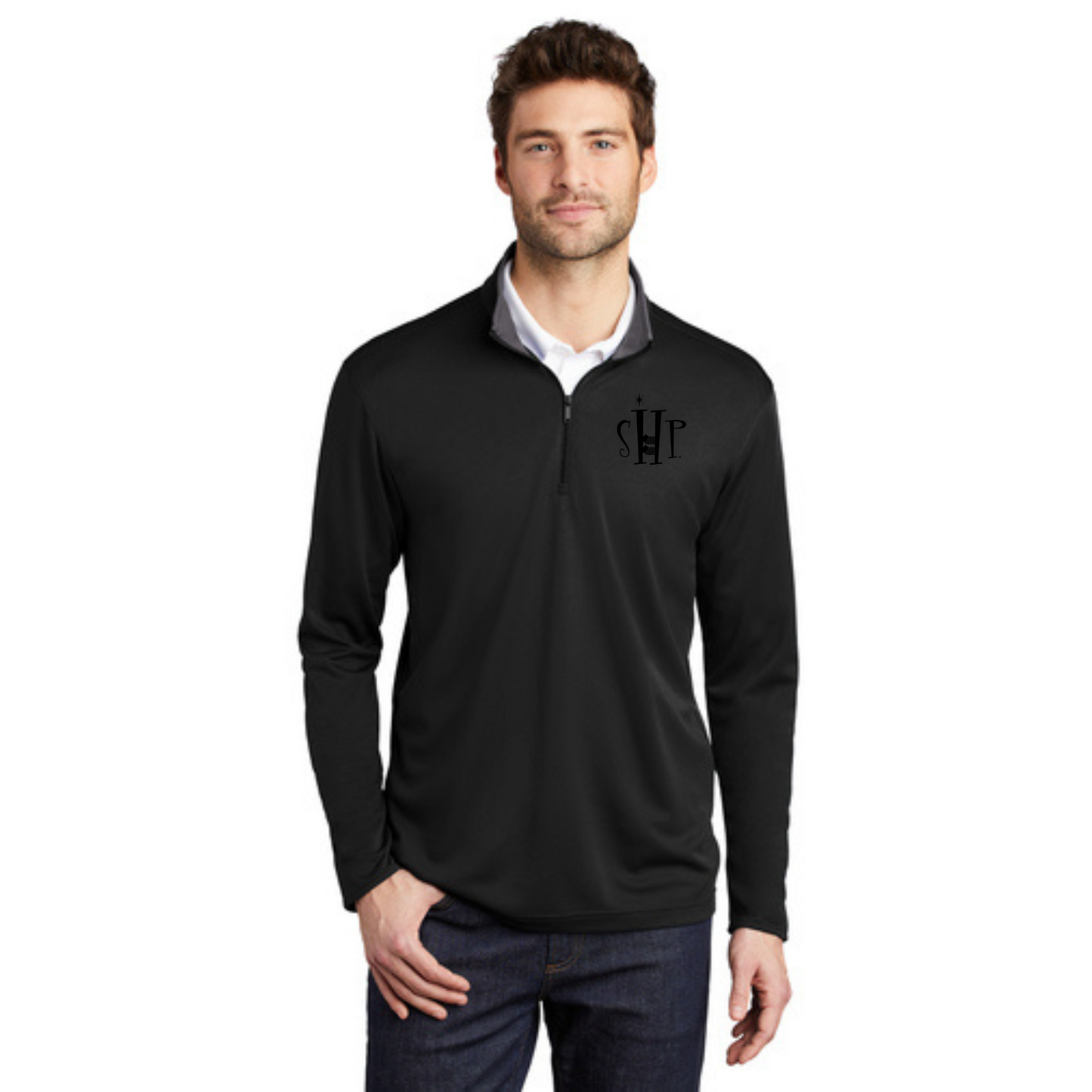 1/4 Zip Performance Long Sleeve w/ Embroidery - "SHP" LOGO