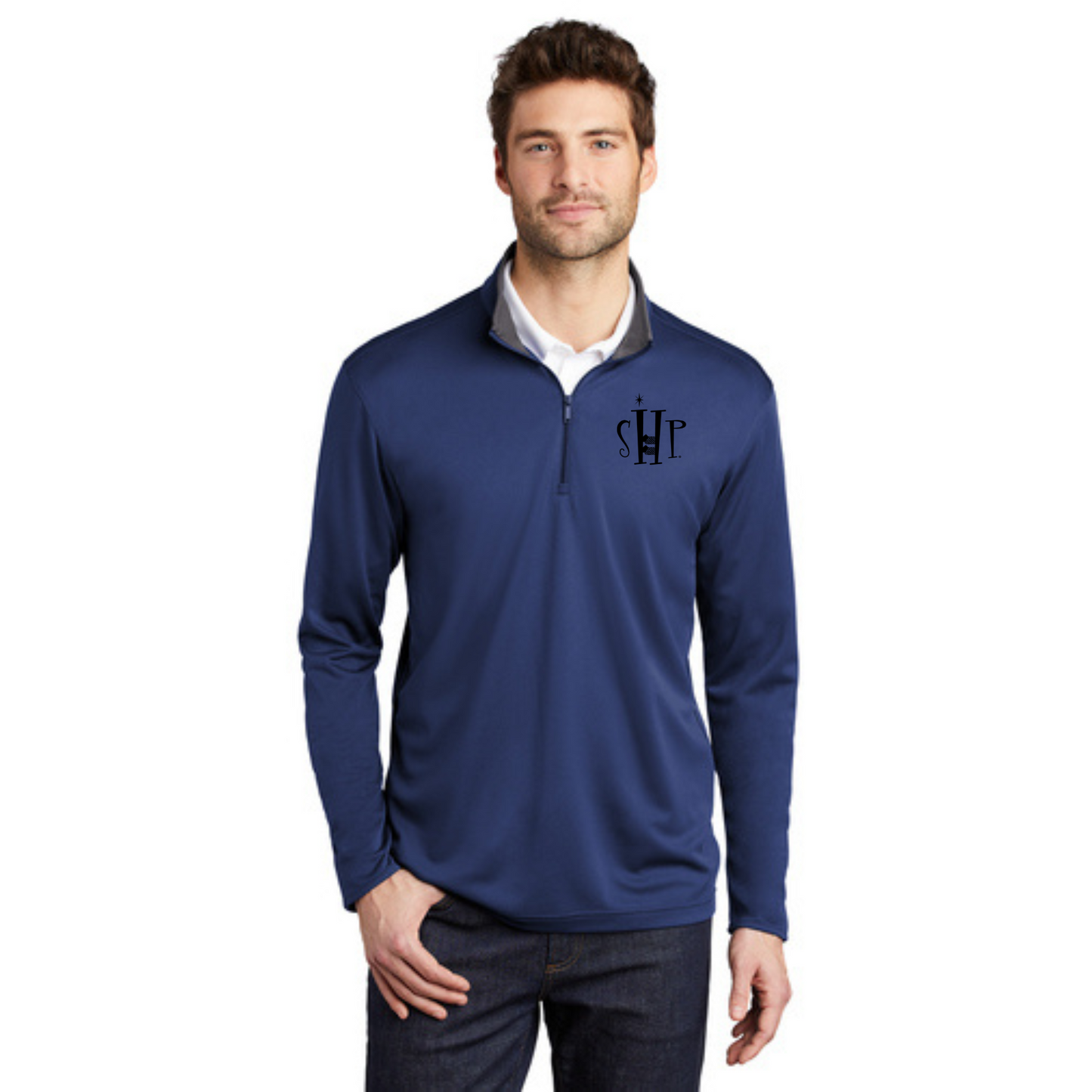 1/4 Zip Performance Long Sleeve w/ Embroidery - "SHP" LOGO
