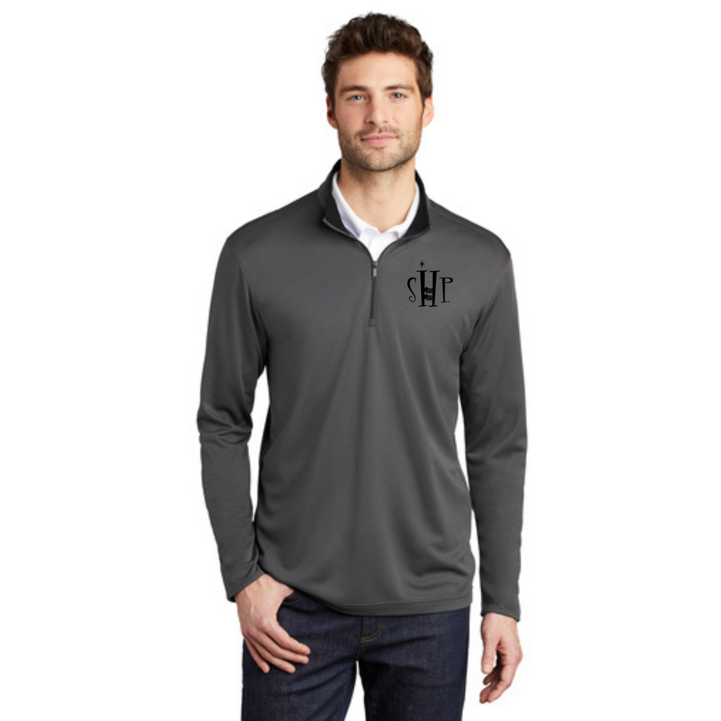 1/4 Zip Performance Long Sleeve w/ Embroidery - "SHP" LOGO