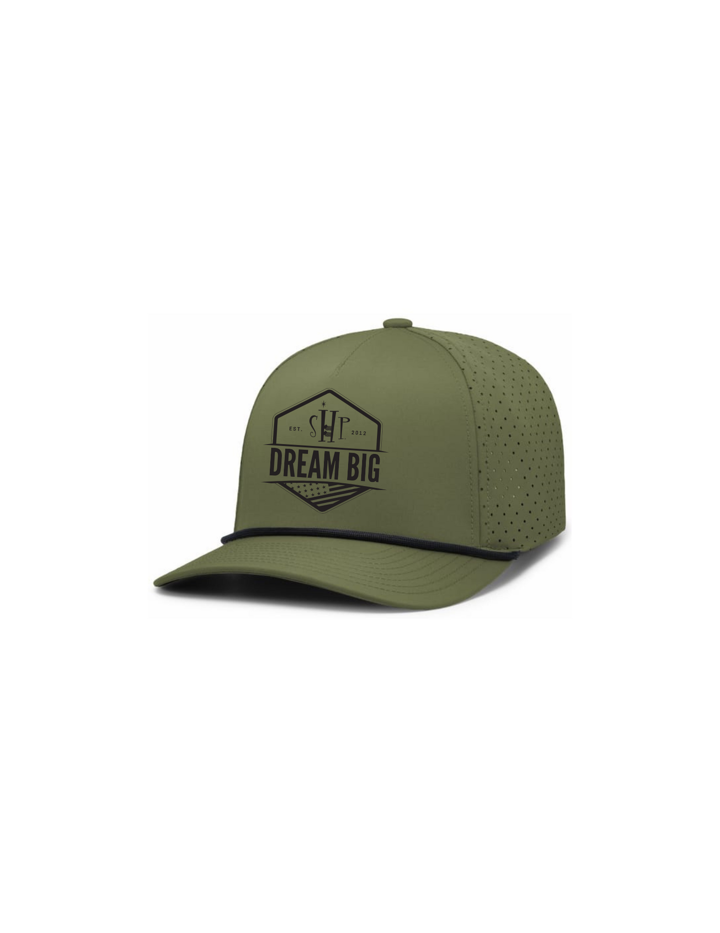 "DREAM BIG" Perforated Graphic Hat w/ Embroidery