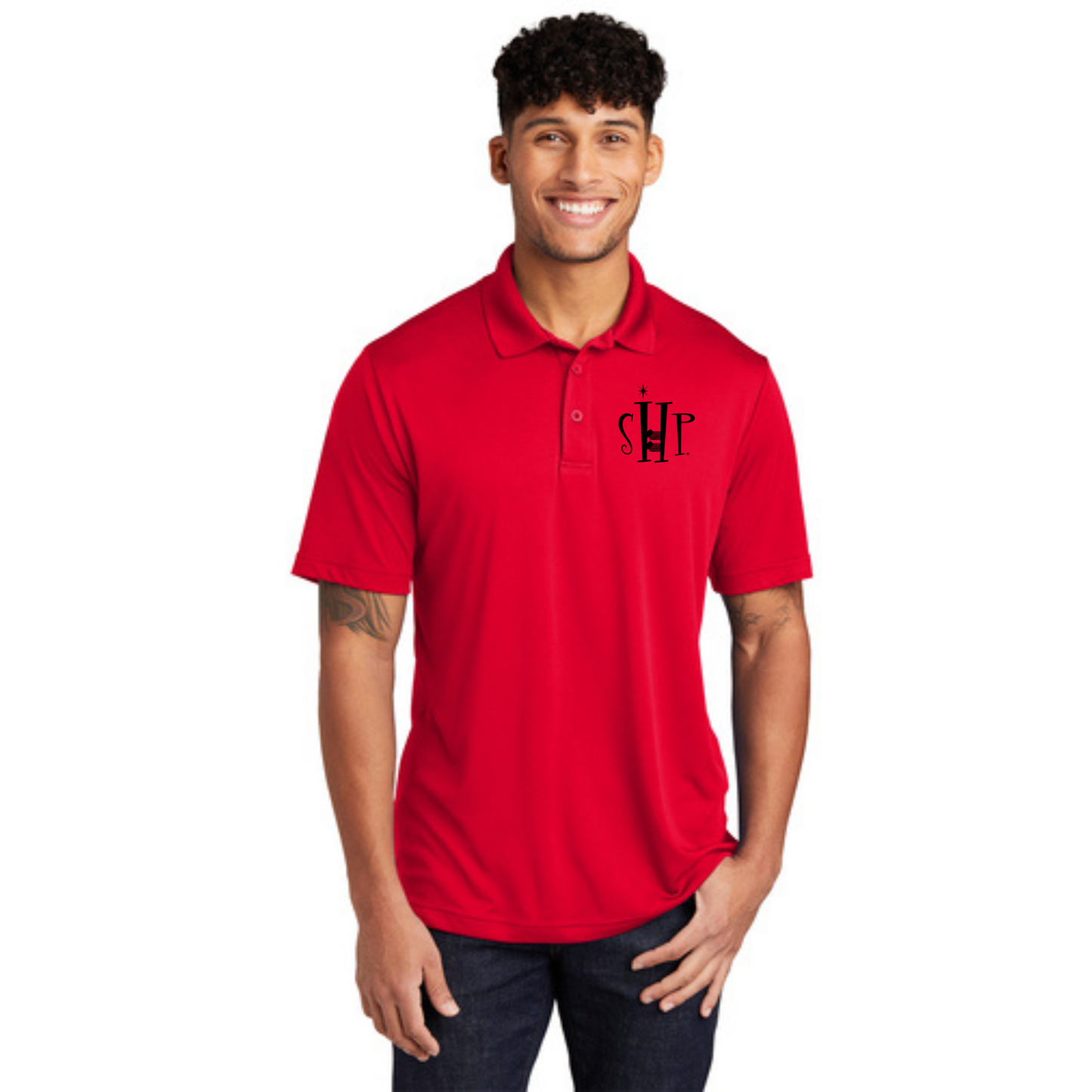 MEN'S Official SHP Polo (TRUE RED) - Black or White Logo
