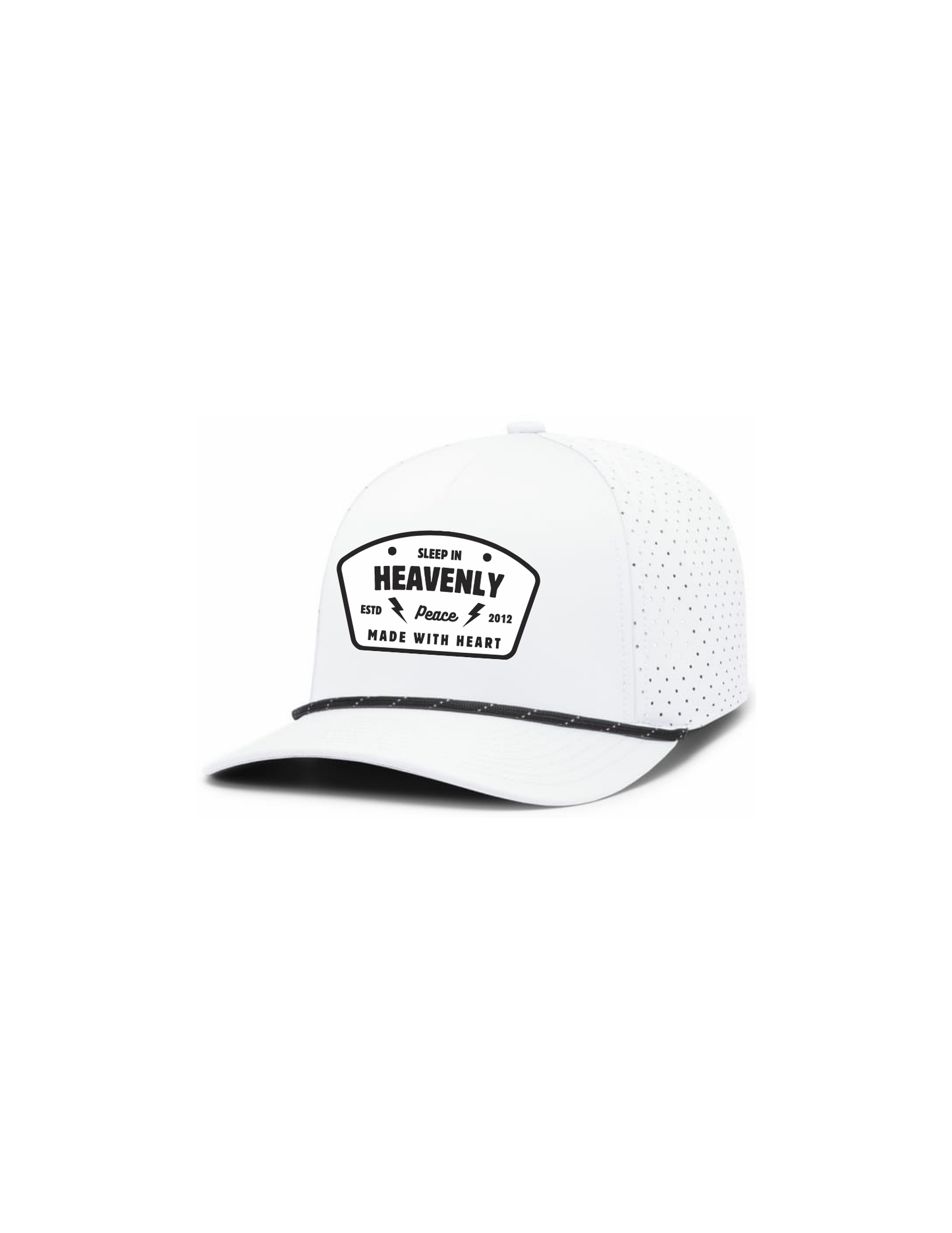 "MADE w/ HEART" Perforated Graphic Hat w/ Embroidery