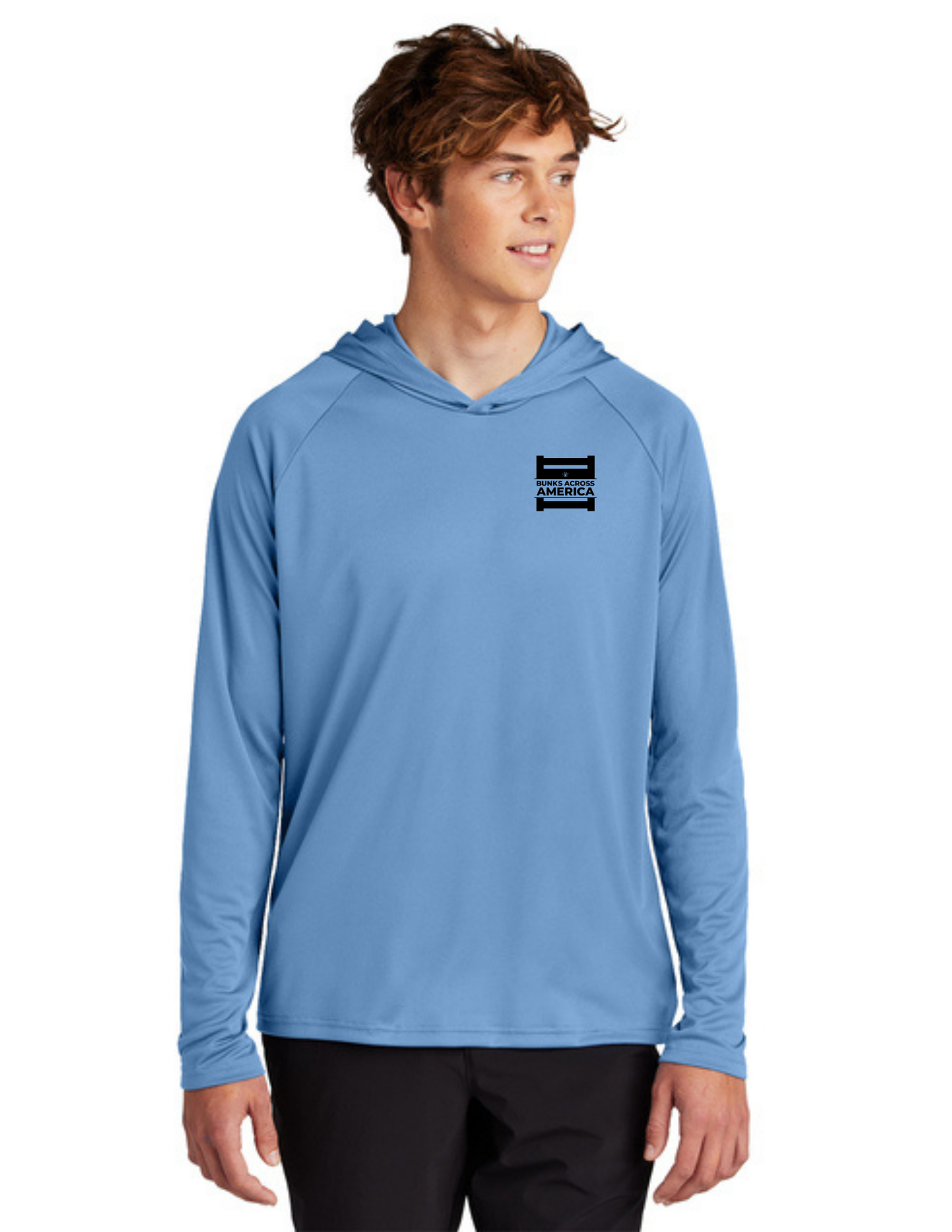 BAA 2025 - ADULT'S Hooded Performance Pullover - "Official BAA Logo" (CAROLINA BLUE)
