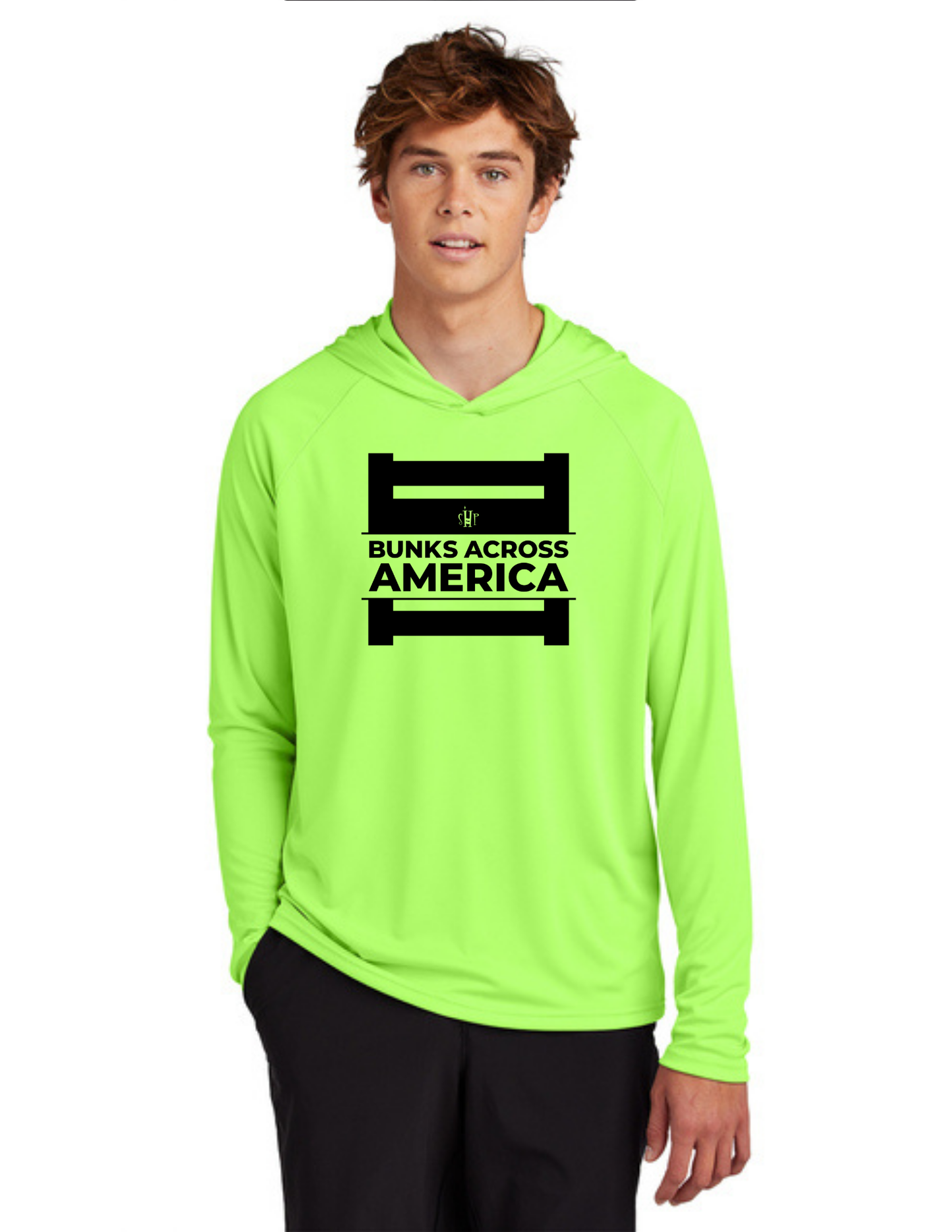 BAA 2025 - ADULT'S Hooded Performance Pullover - "Official BAA Logo" (NEON GREEN)