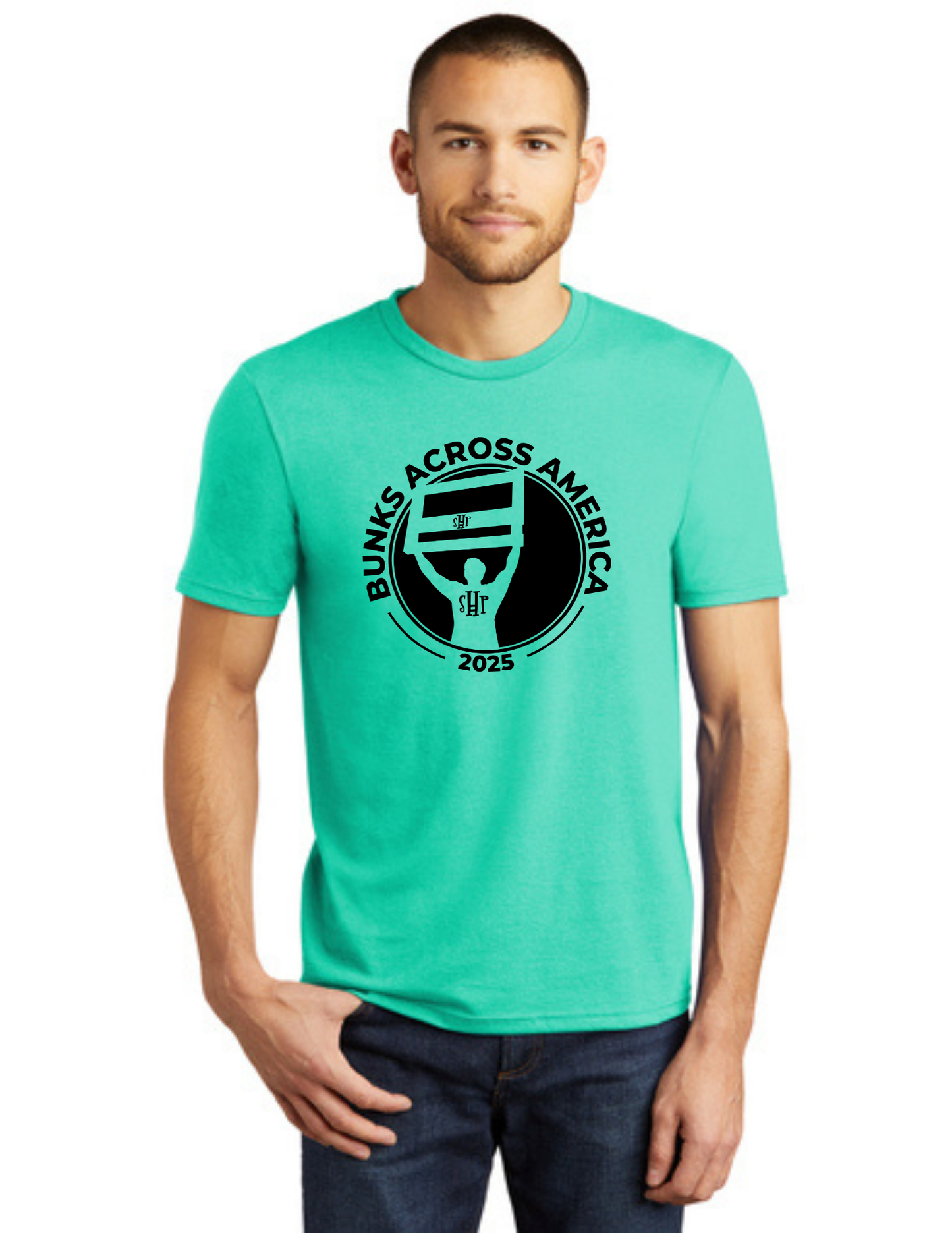 BAA 2025 - ADULT Short Sleeve - "Headboard Logo" (AQUA HEATHER)