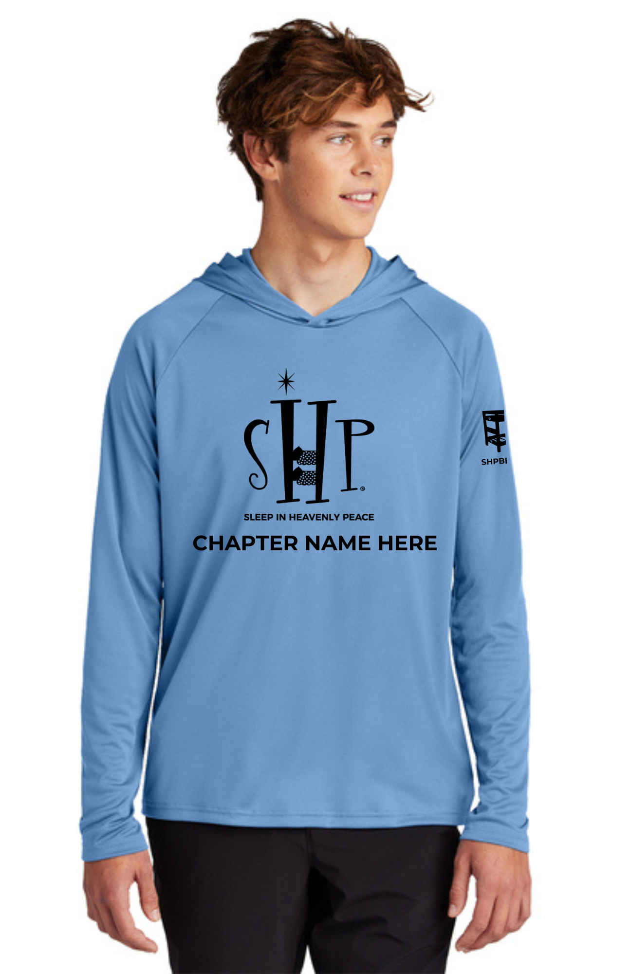 Chapter - ADULT UV Hooded Performance Pullover (CAROLINA BLUE) - "CHAPTER NAME"