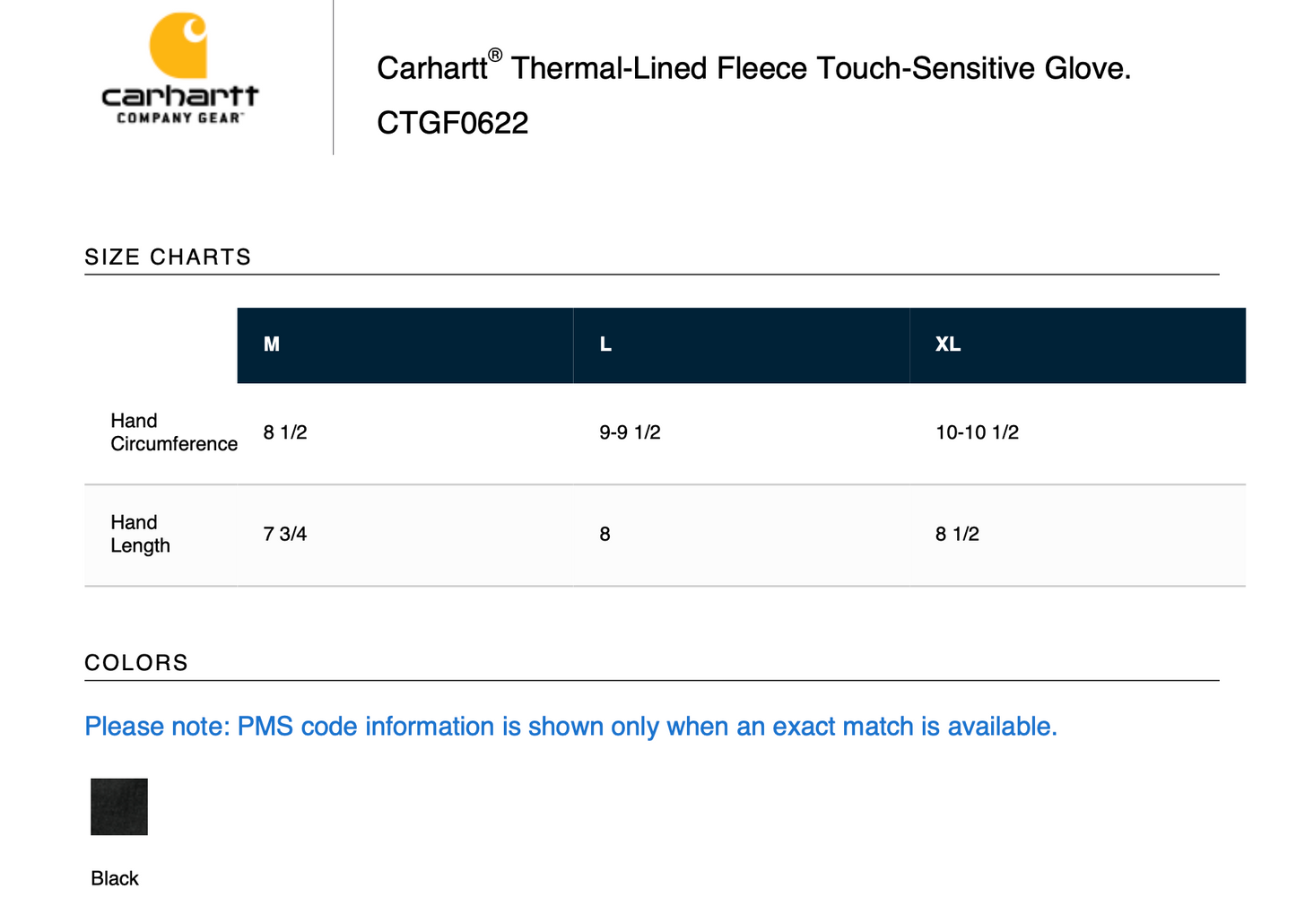 Carhartt Thermal-Lined, Touch Sensitive Gloves (BLACK)