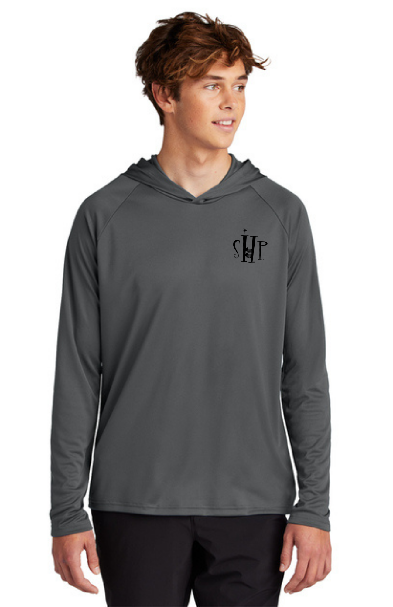 Hooded Performance UV Pullover (CHARCOAL) - "SHP" LOGO