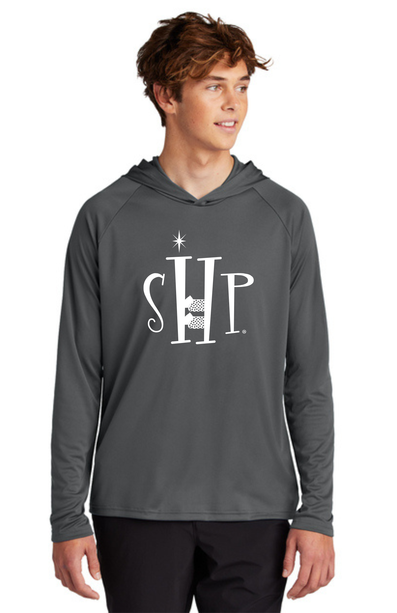 Hooded Performance UV Pullover (CHARCOAL) - "SHP" LOGO