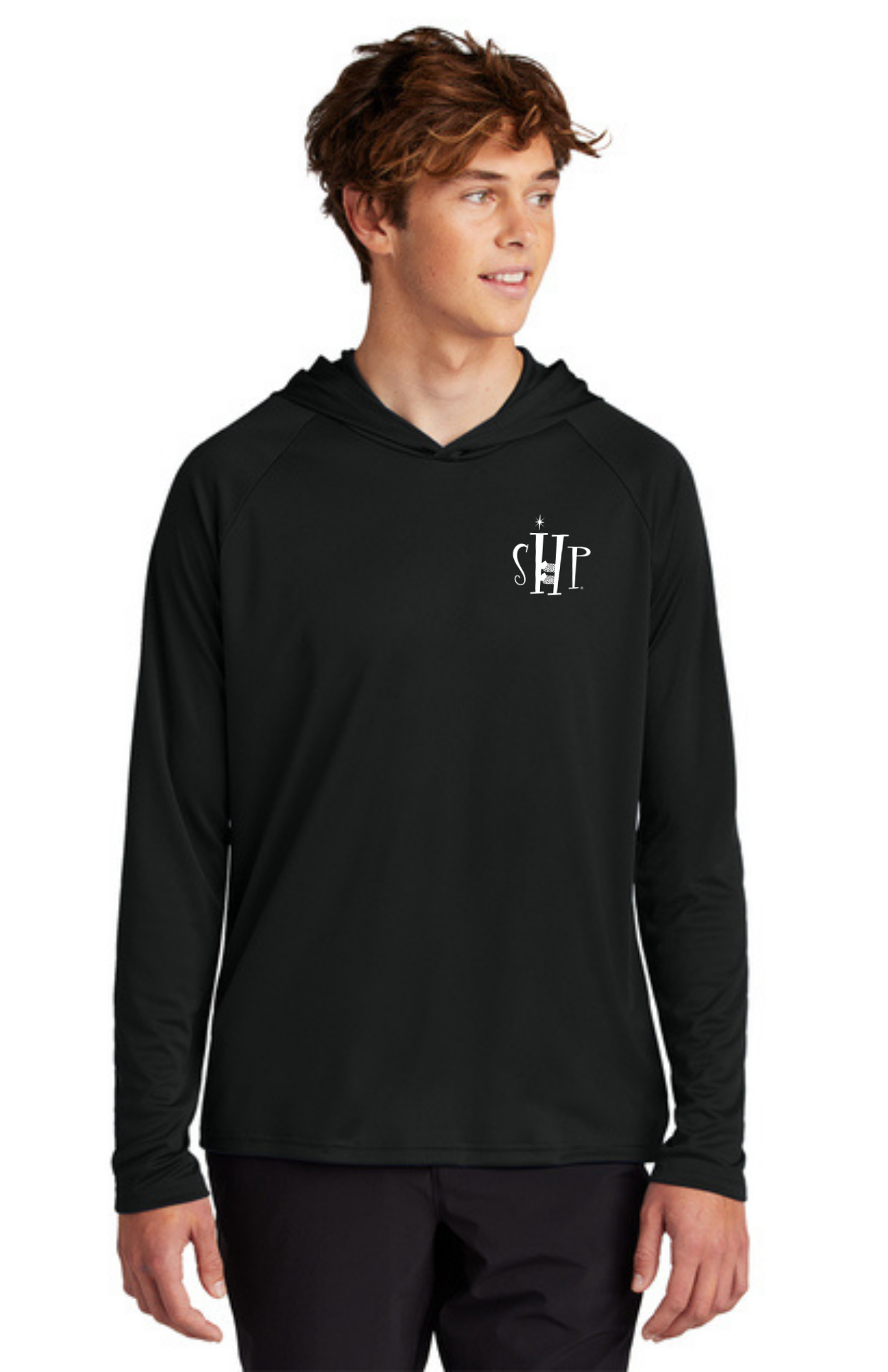 Hooded Performance UV Pullover (JET BLACK) - "SHP" LOGO