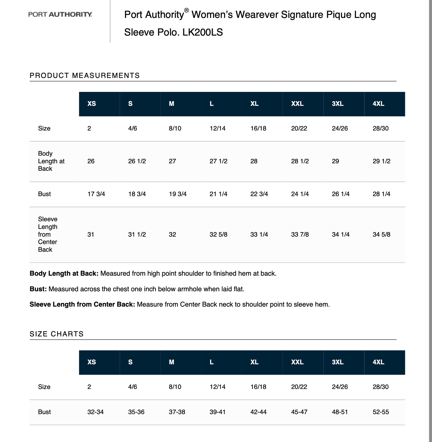 WOMEN'S Port Authority Long Sleeve Polo (DEEP BLACK)