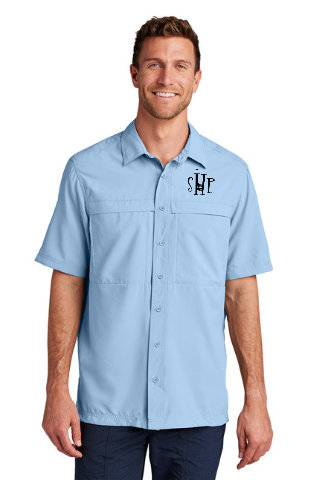MEN'S UV Daybreak Shirt w/ Embroidery (LIGHT BLUE) - "SHP" LOGO