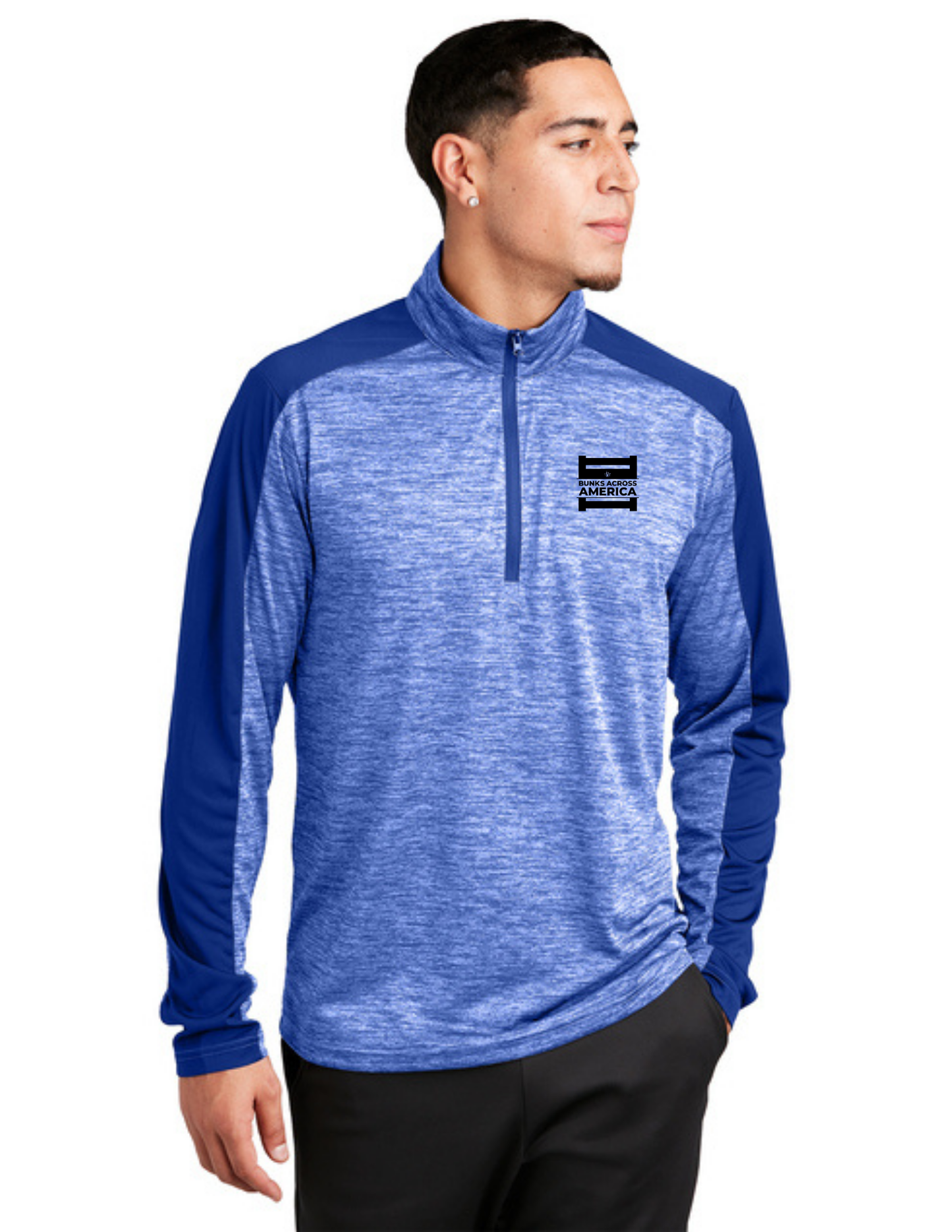 BAA 2025 - MEN'S 1/4 Zip Pullover - "Official BAA Logo" (TRUE ROYAL ELECTRIC/TRUE ROYAL)
