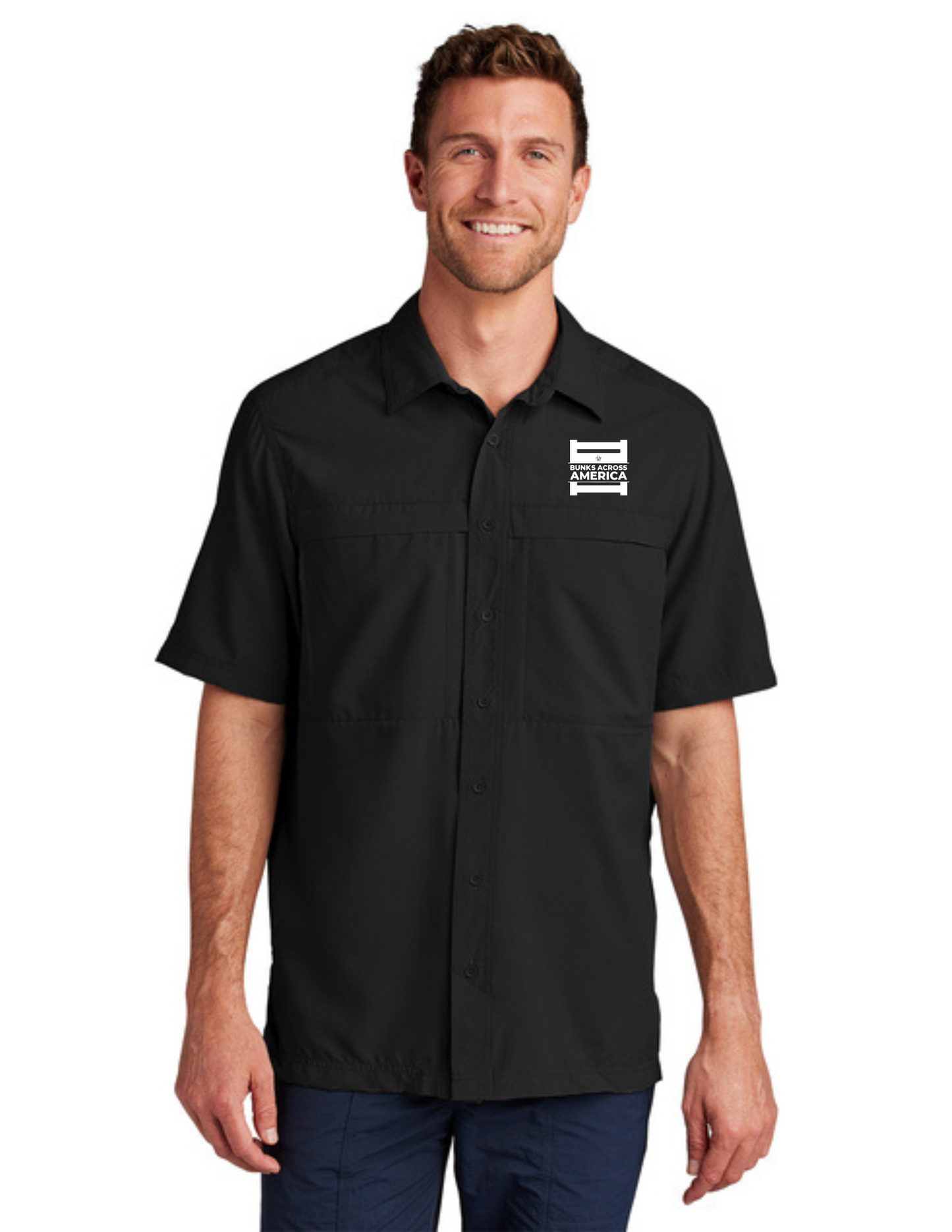 BAA 2025 - MEN'S UV Daybreak Shirt w/ Embroidery - "Official BAA Logo" (DEEP BLACK)