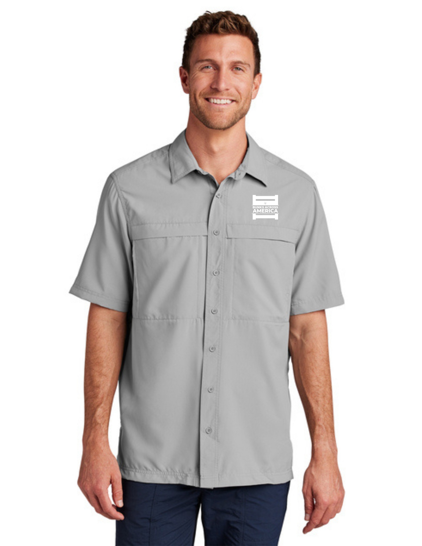 BAA 2025 - MEN'S UV Daybreak Shirt w/ Embroidery - "Official BAA Logo" (GUSTY GREY)