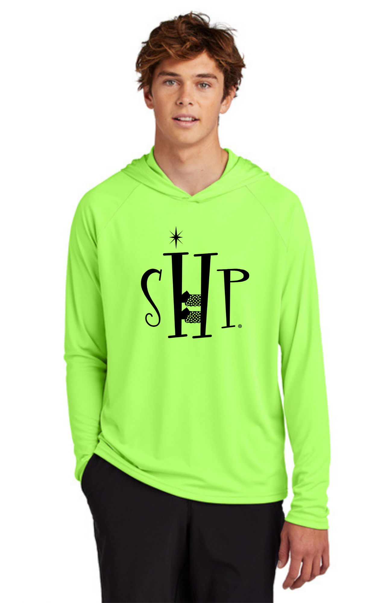 Hooded Performance UV Pullover (NEON GREEN) - "SHP" LOGO