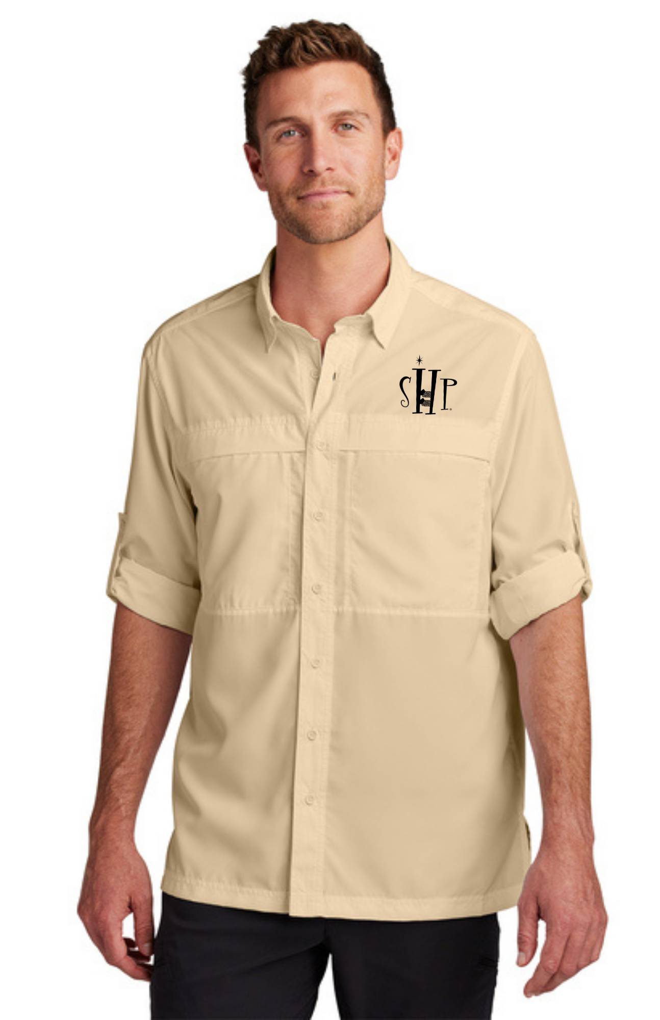 MEN'S UV Daybreak Shirt Long Sleeve w/ Embroidery (OAT) - "SHP" LOGO