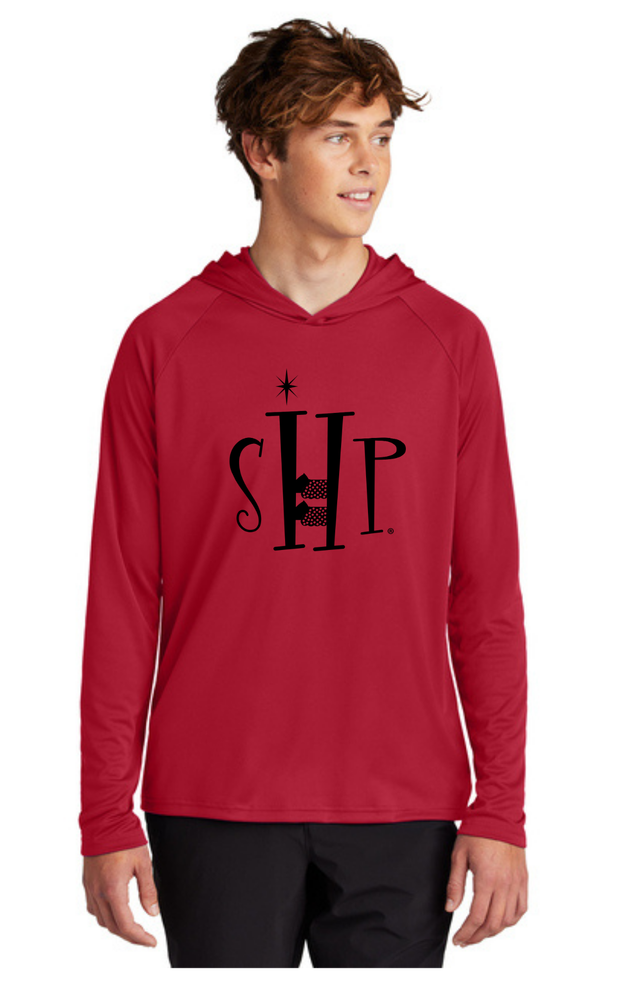 Hooded Performance UV Pullover (RED) - "SHP" LOGO