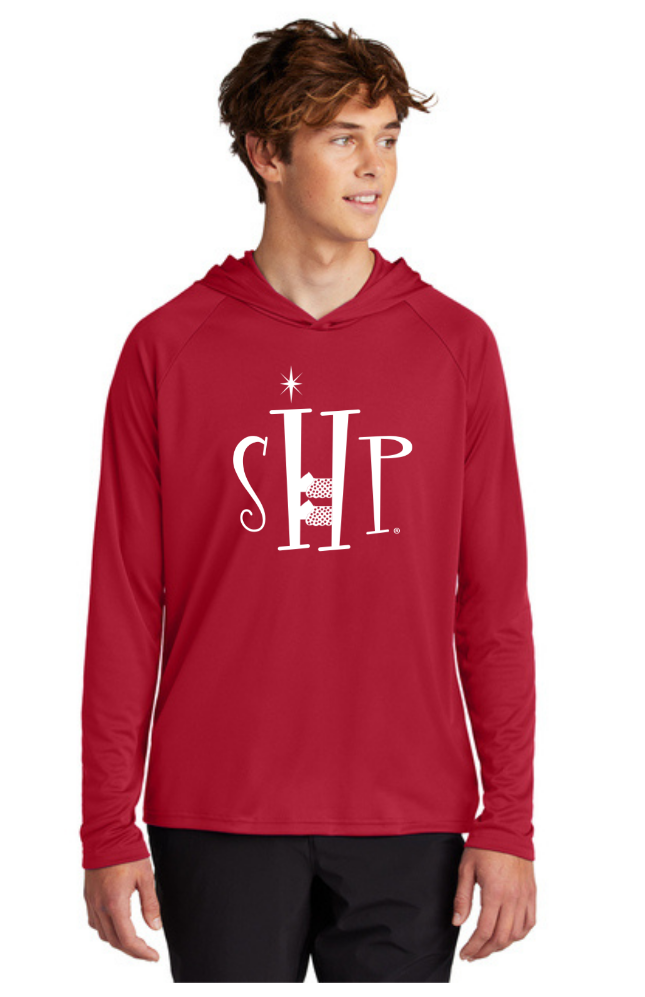 Hooded Performance UV Pullover (RED) - "SHP" LOGO