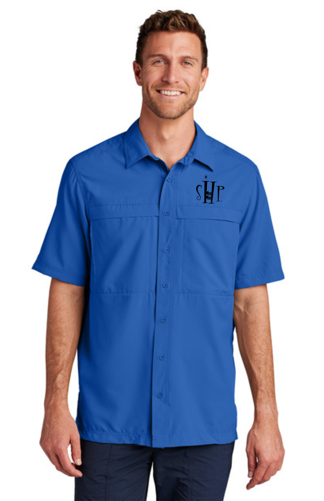 MEN'S UV Daybreak Shirt w/ Embroidery (TRUE ROYAL) - "SHP" LOGO