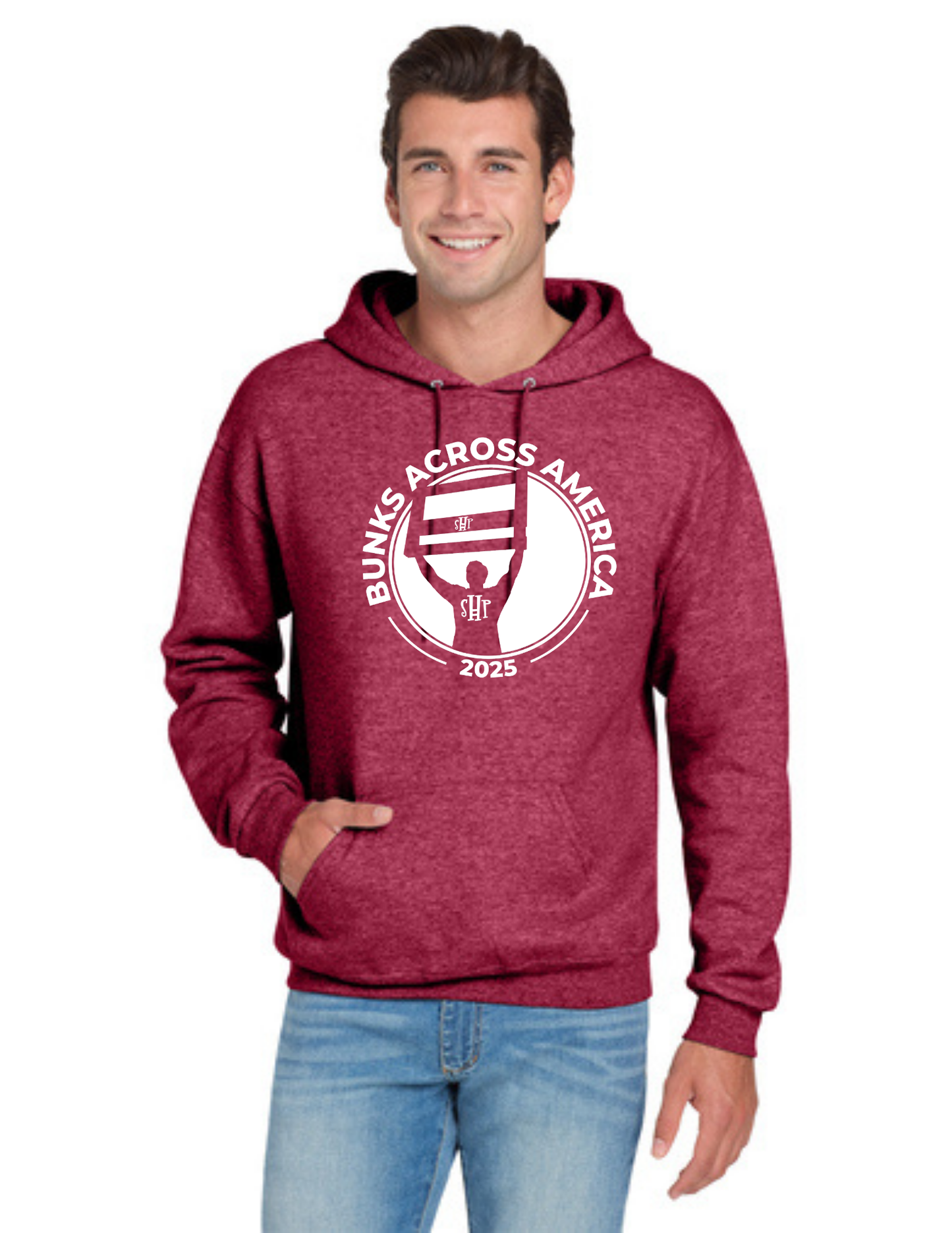 BAA 2025 - ADULT Hoodie - "Headboard Logo" (VINTAGE HEATHERED MAROON)