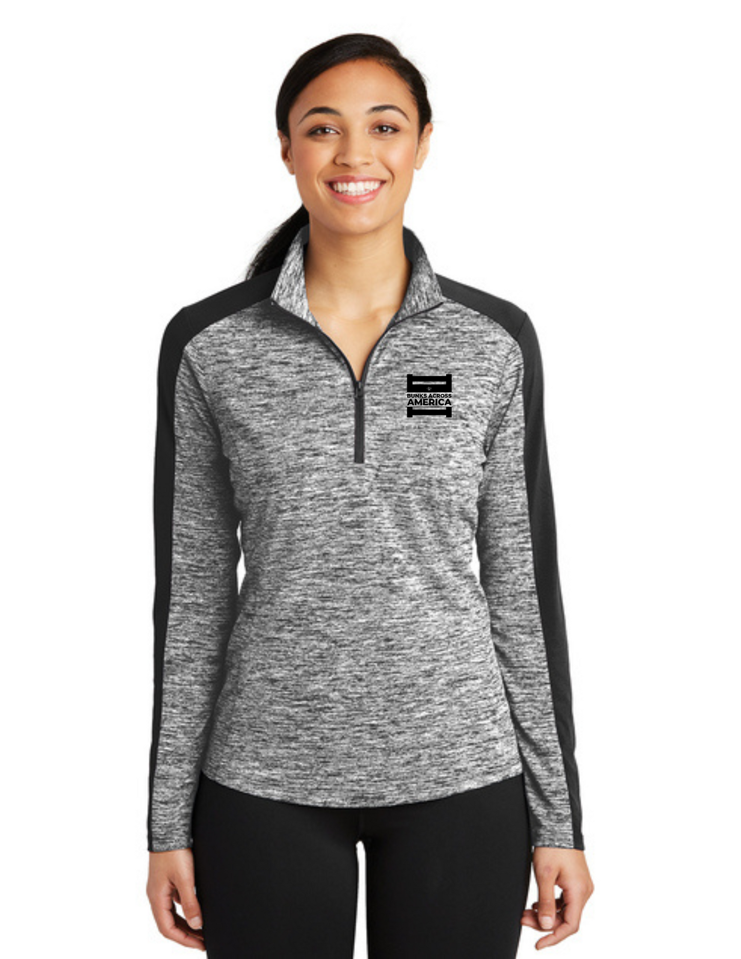 BAA 2025 - WOMEN'S 1/4 Zip Pullover - "Official BAA Logo" (BLACK ELECTRIC/BLACK)