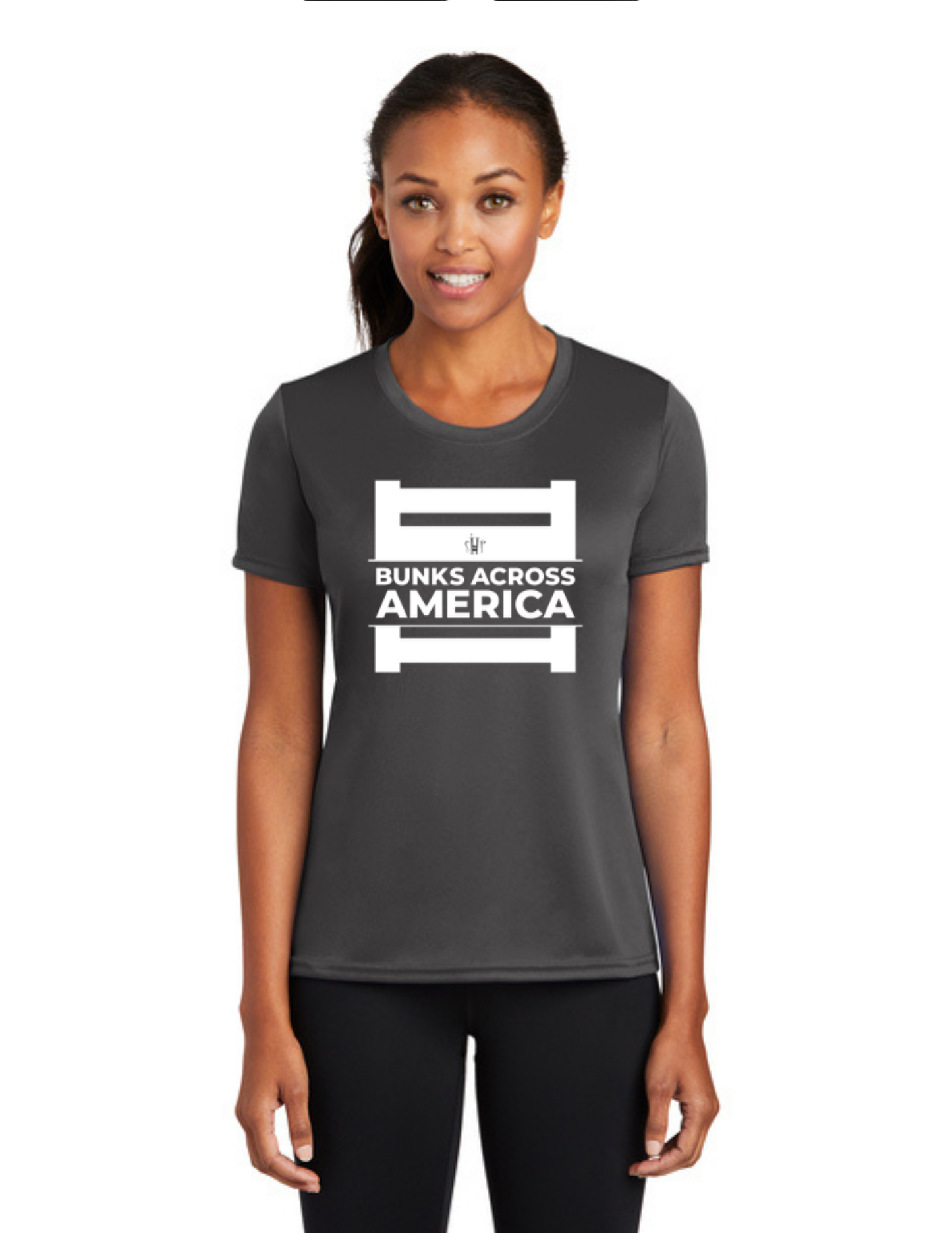 BAA 2025 - WOMEN'S Short Sleeve Performance Shirt - "Official BAA Logo" (CHARCOAL)