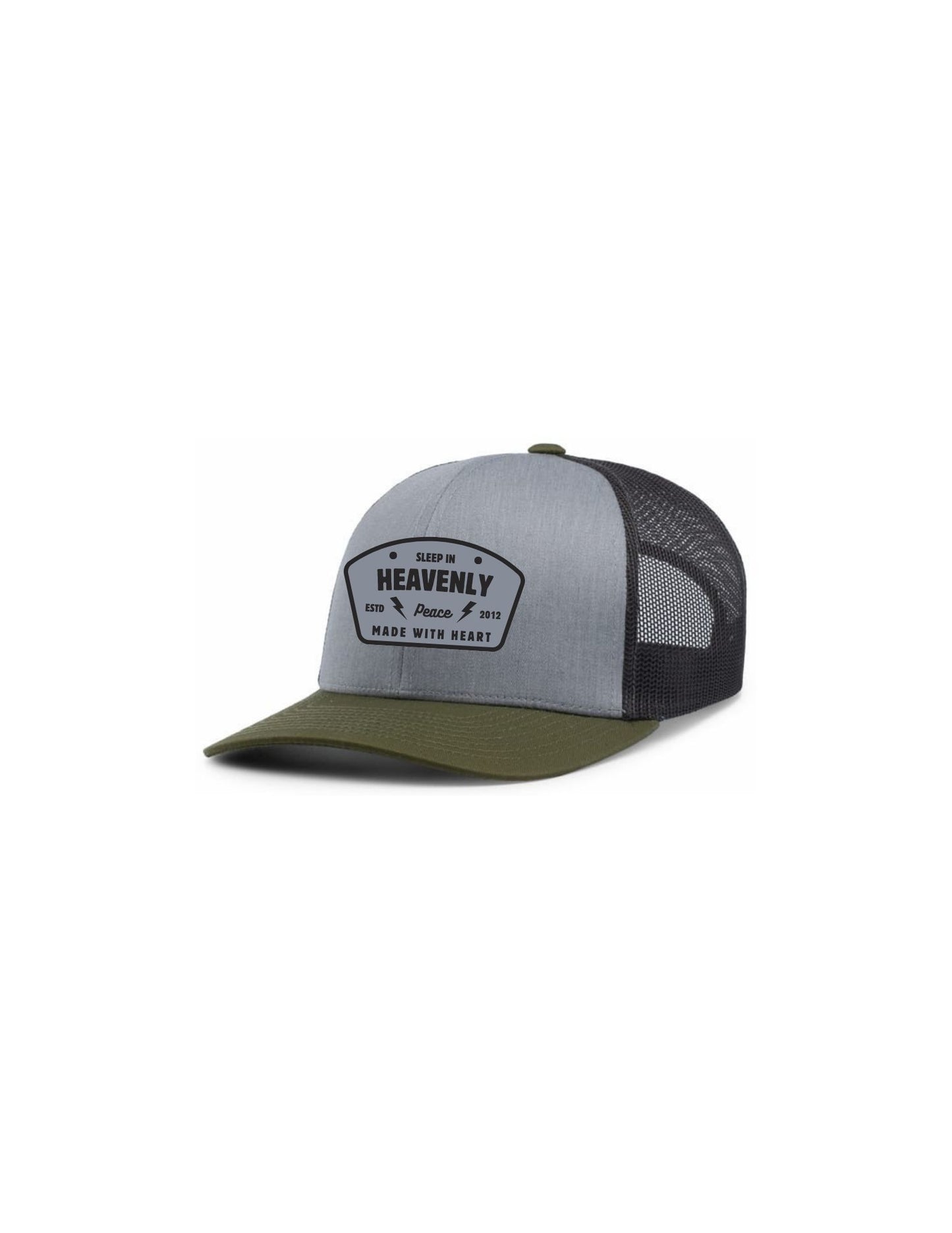 Graphic - Trucker SnapBack Hat w/ (BLACK) Embroidery - "MADE w/ HEART"