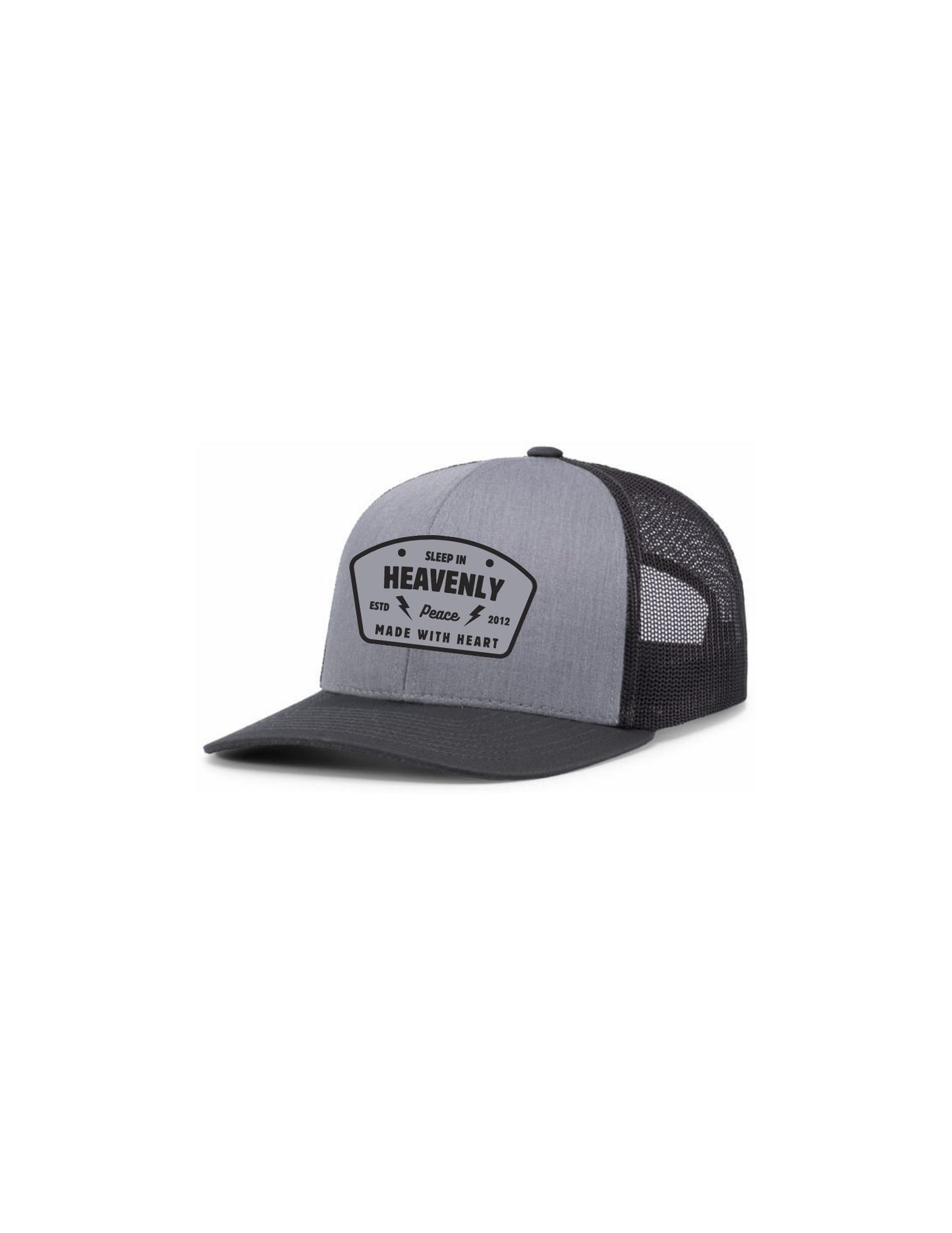 Graphic - Trucker SnapBack Hat w/ (BLACK) Embroidery - "MADE w/ HEART"