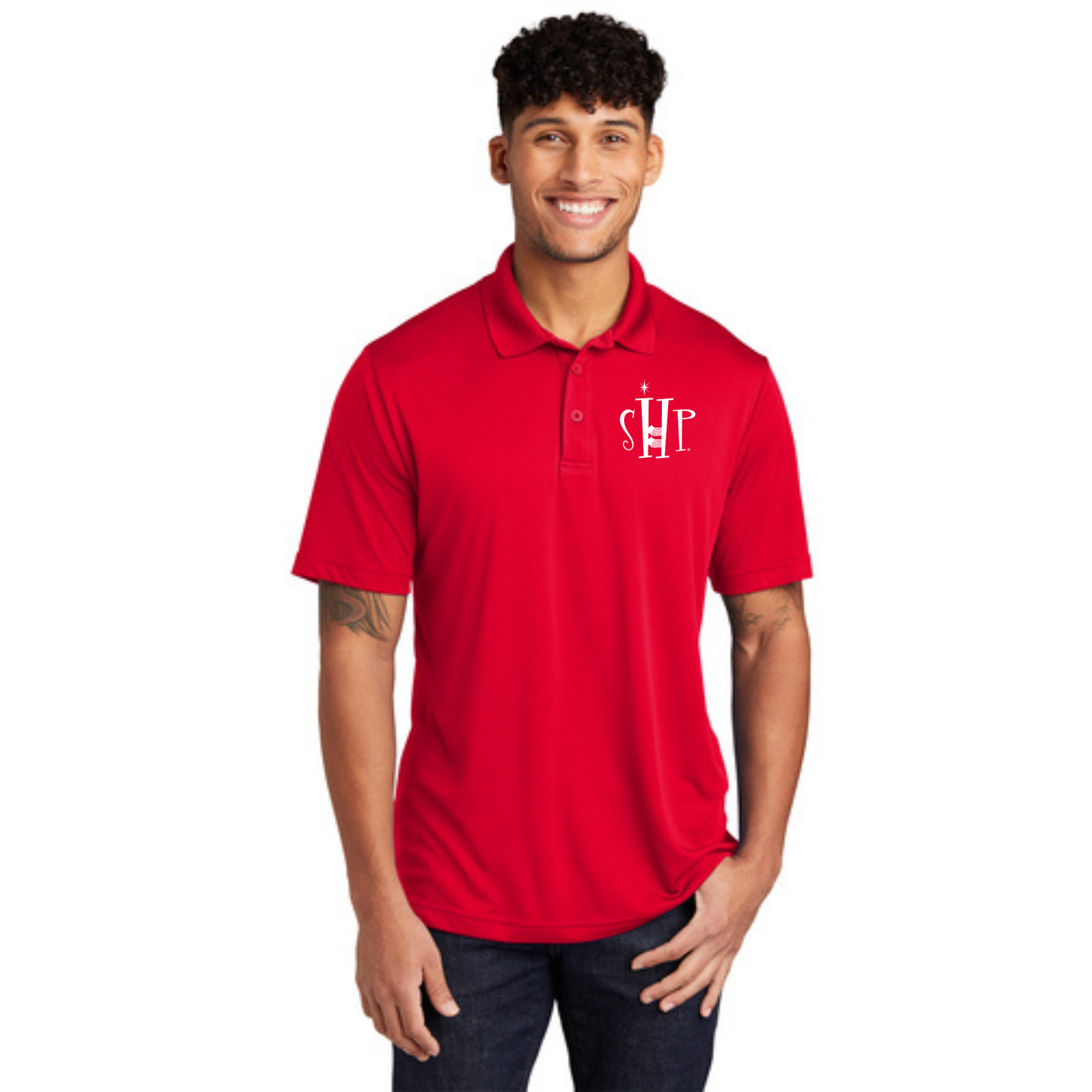 MEN'S Official SHP Polo (TRUE RED) - Black or White Logo