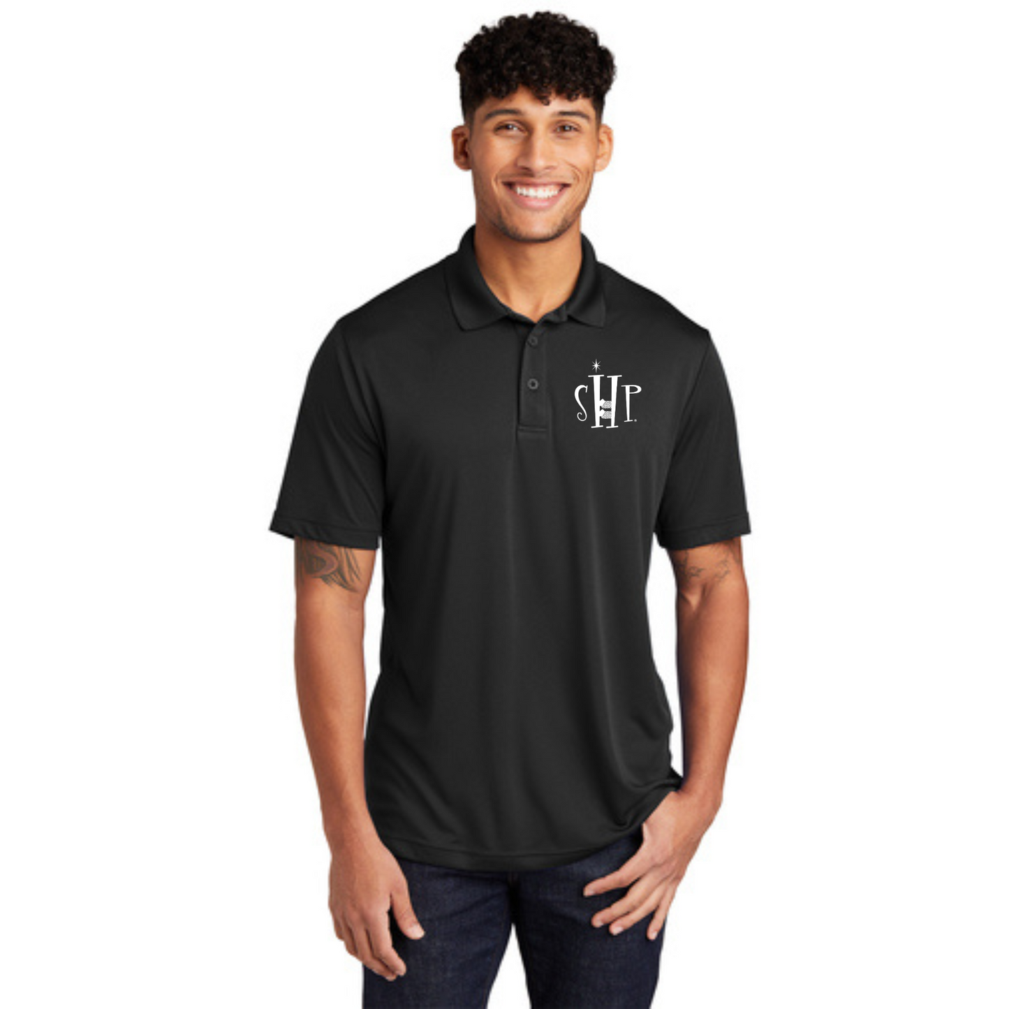MEN'S Official SHP Polo (BLACK) - White Logo