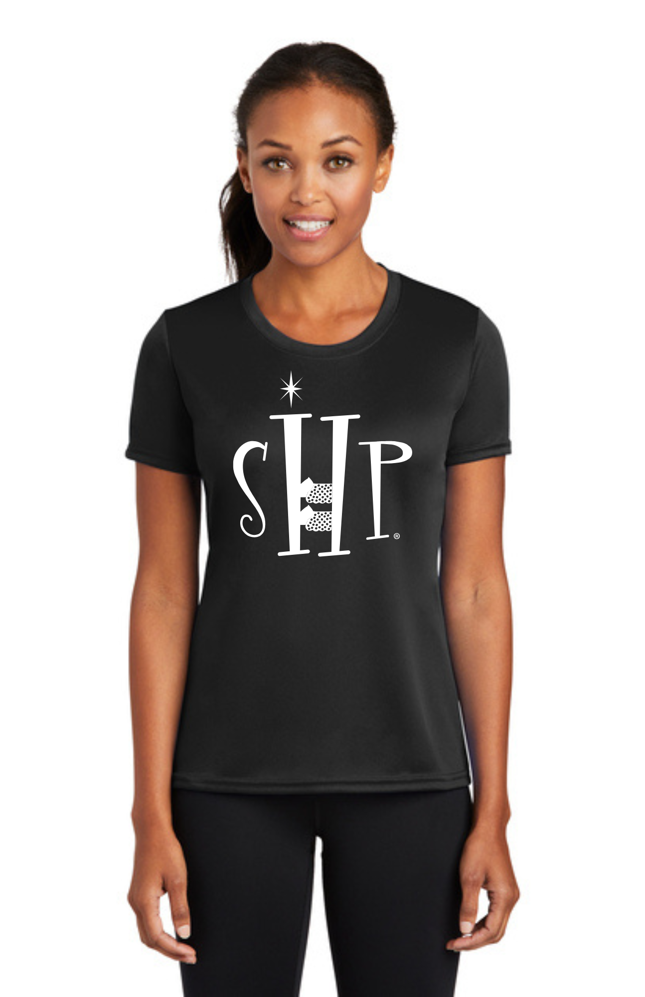 WOMEN'S Performance UV Short Sleeve (JET BLACK) - "SHP" LOGO