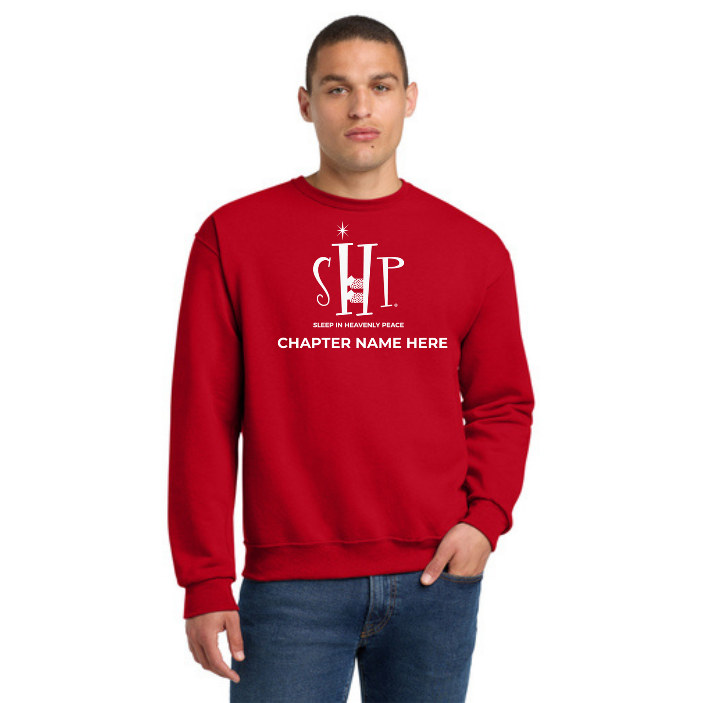 Crewneck Sweatshirt w/ Chapter Name (TRUE RED) - Black or White Logos