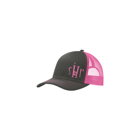 Snap Back Hat with SHP Logo Embroidery (Black/NeonPink)