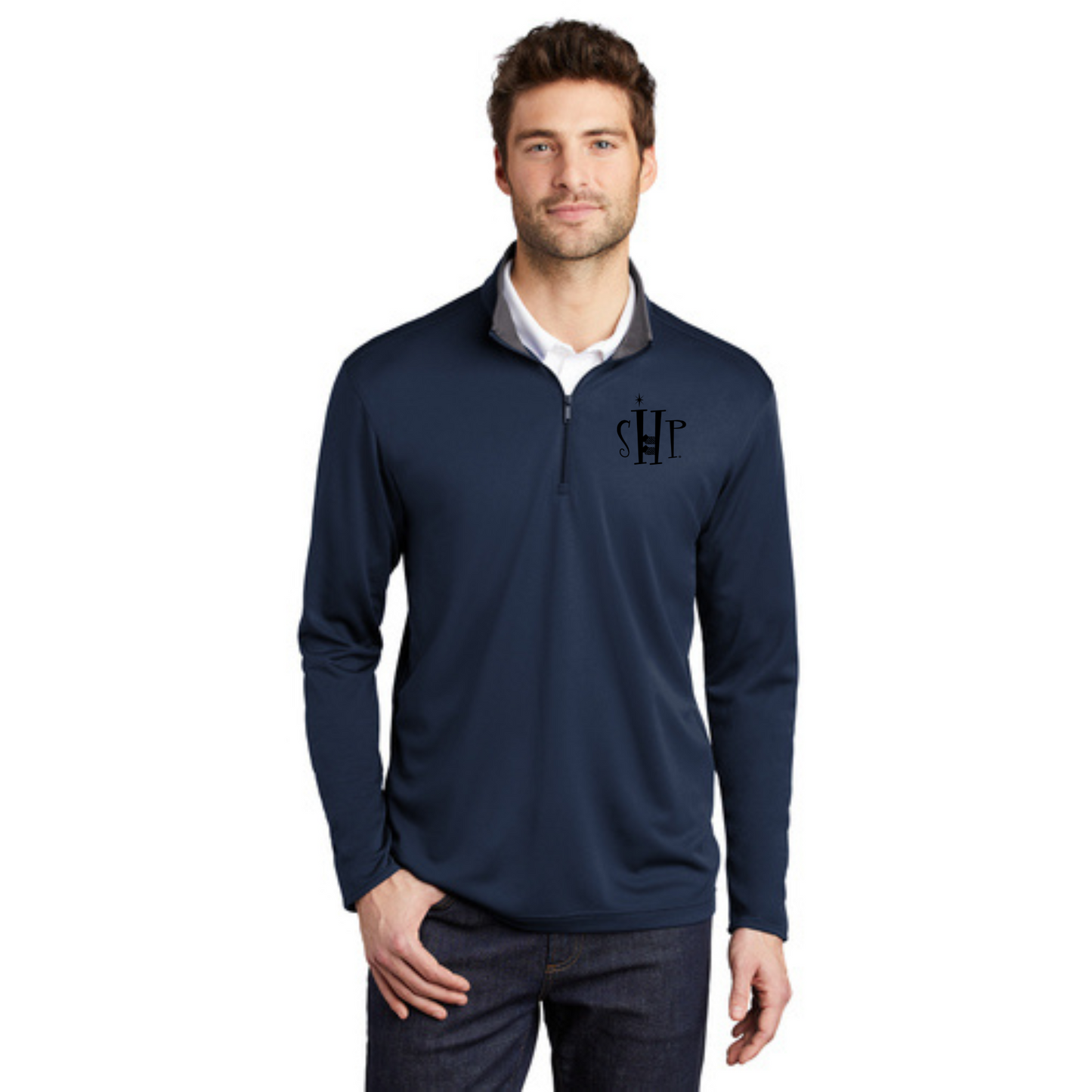 1/4 Zip Performance Long Sleeve w/ Embroidery - "SHP" LOGO