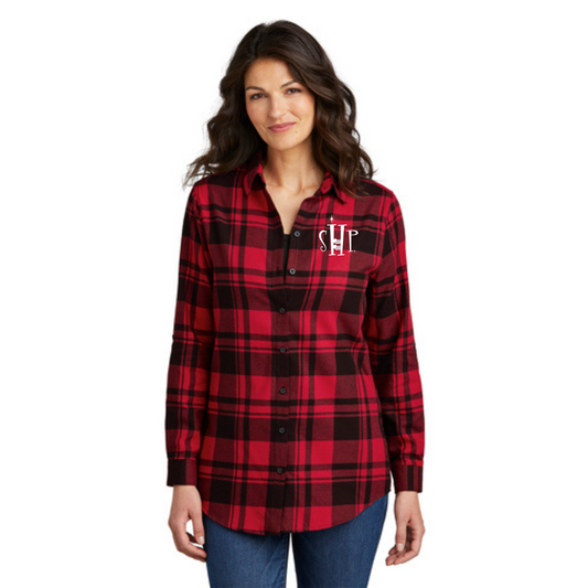 "NEW" Womens SHP Long Sleeve Flannel Tunic Shirt