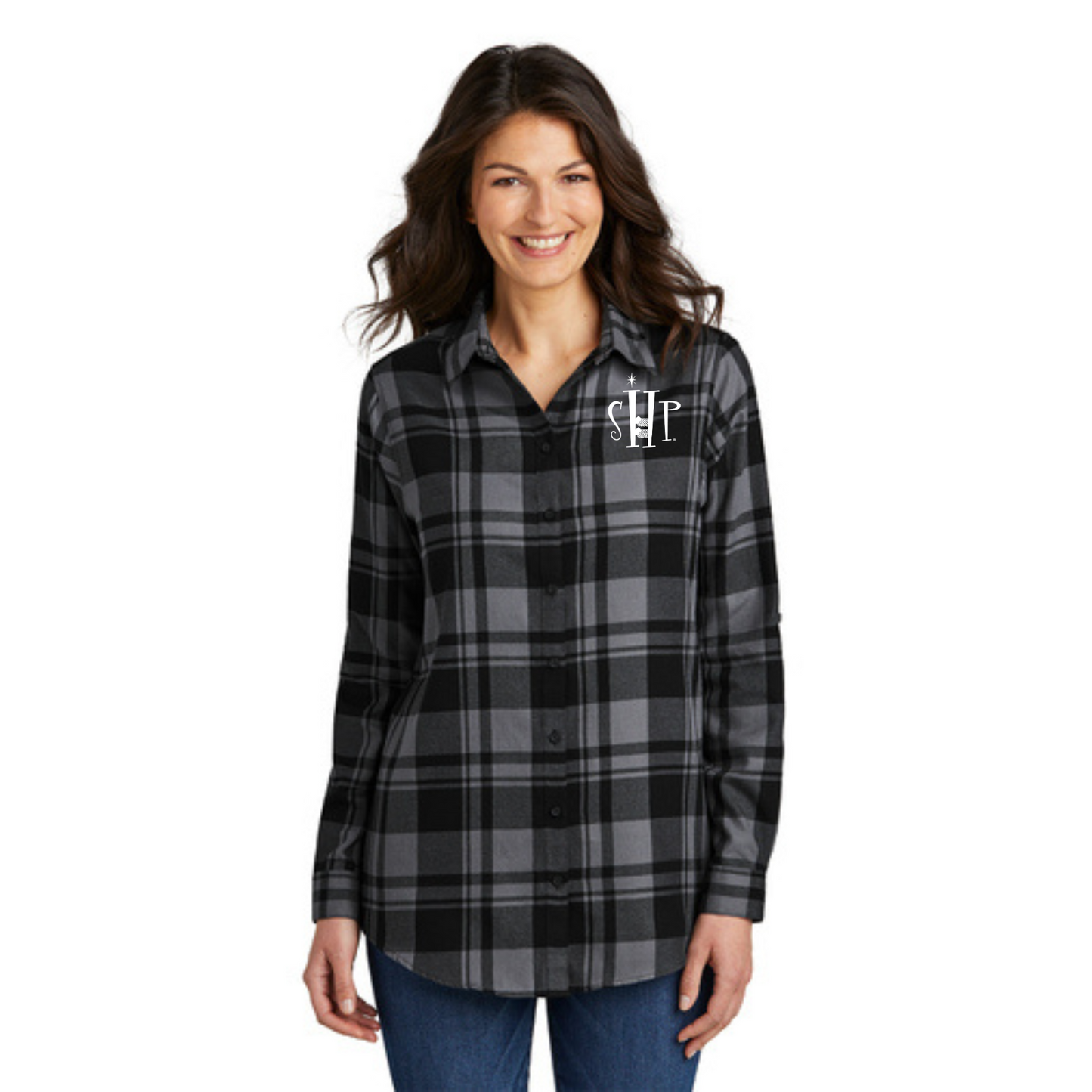 "NEW" Womens SHP Long Sleeve Flannel Tunic Shirt