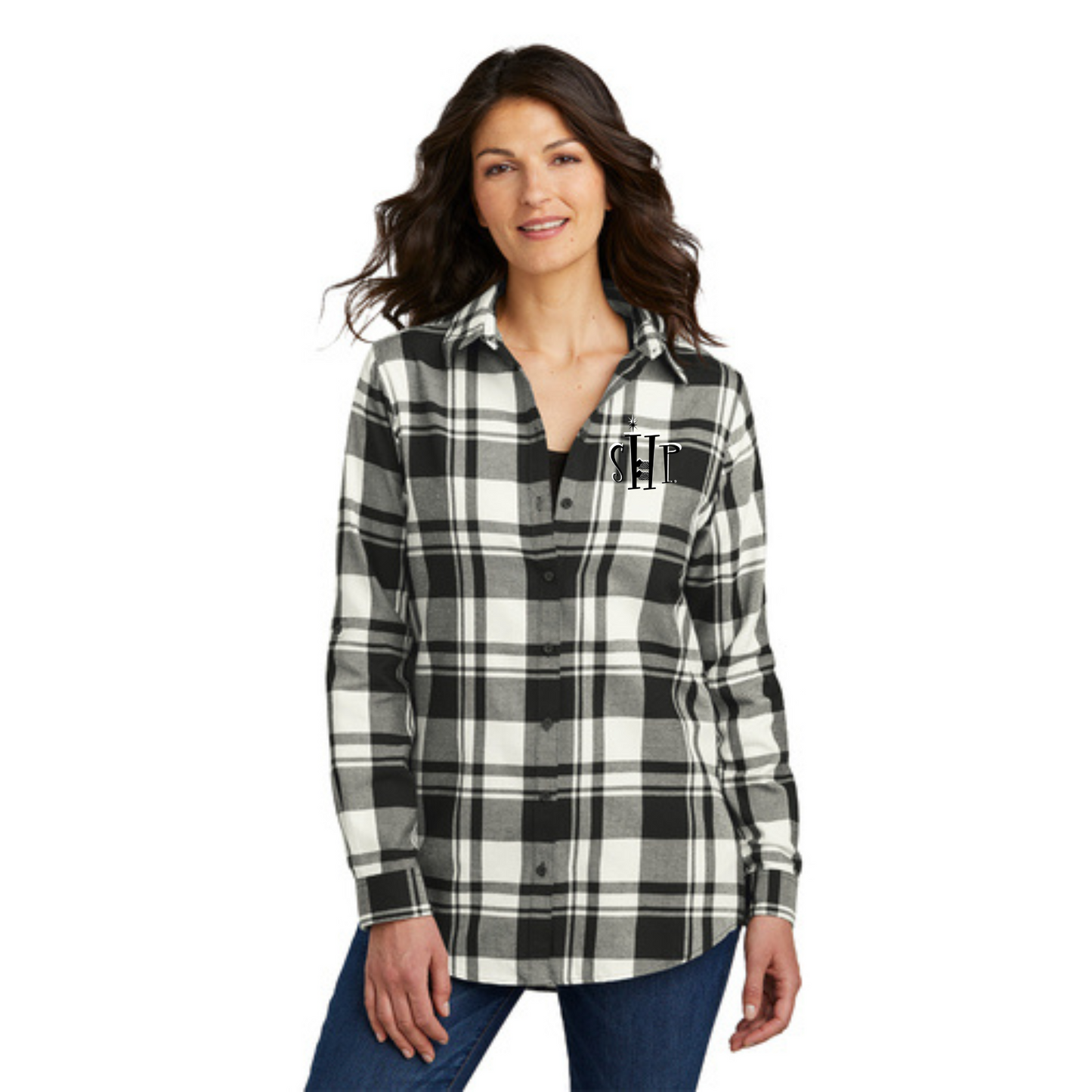 "NEW" Womens SHP Long Sleeve Flannel Tunic Shirt