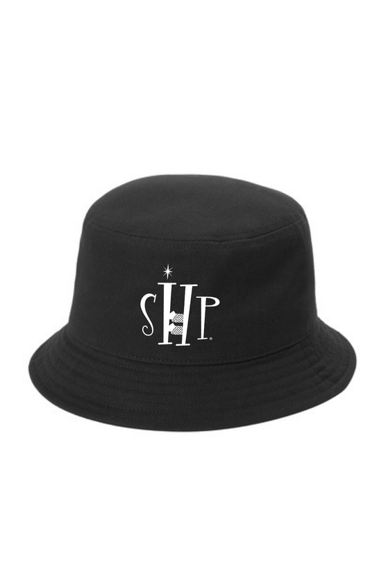 Twill Short Brim Bucket Hat w/ Embroidery (BLACK) - "SHP" Logo