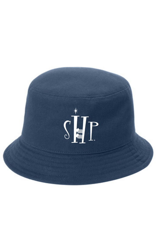 Twill Short Brim Bucket Hat w/ Embroidery (RIVER NAVY BLUE) - "SHP" Logo