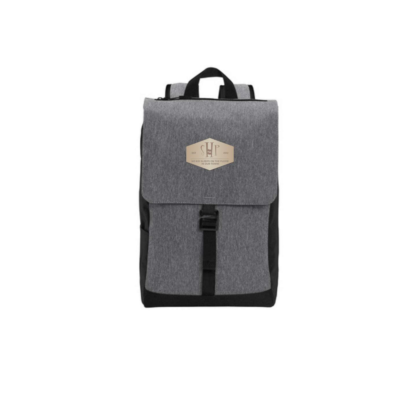 "New" SHP Center Leather Hex Patch Backpack (Grey/Black)