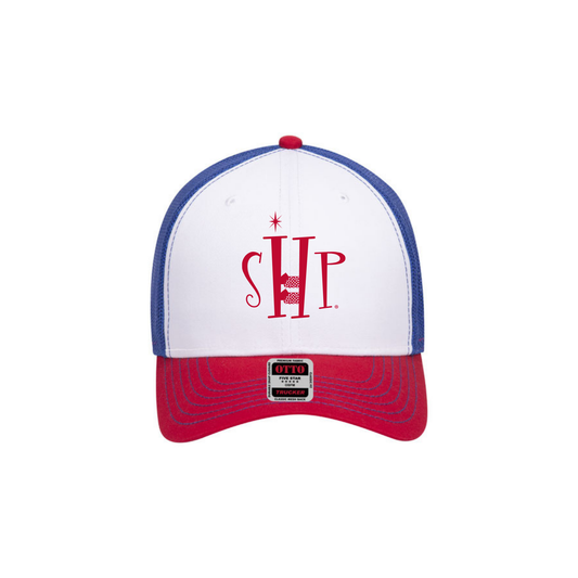 Snap Back Hat with SHP Logo Embroidery (Red/White/Blue)