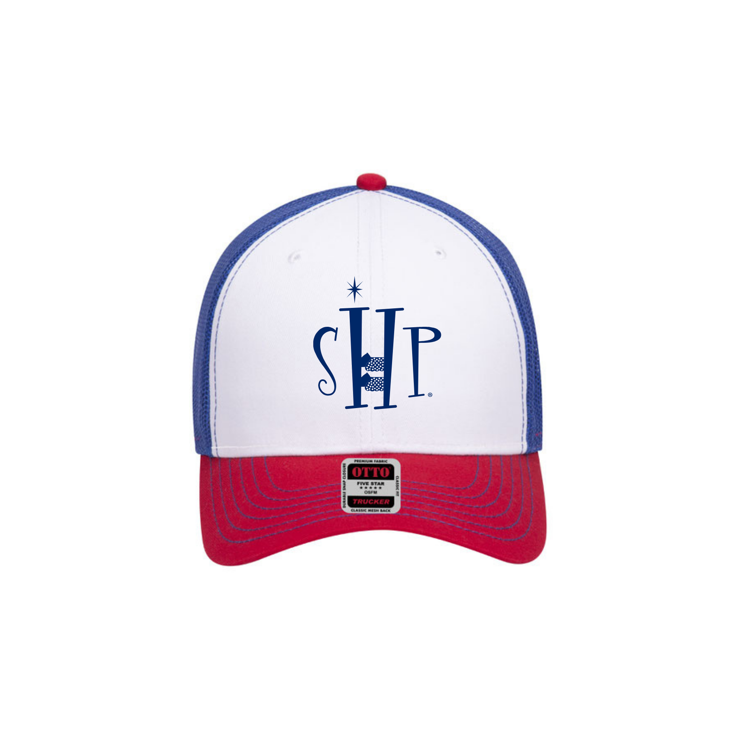 Snap Back Hat with SHP Logo Embroidery (Red/White/Blue)