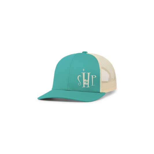 Snap Back Hat with SHP Logo Embroidery (Teal/Tan)