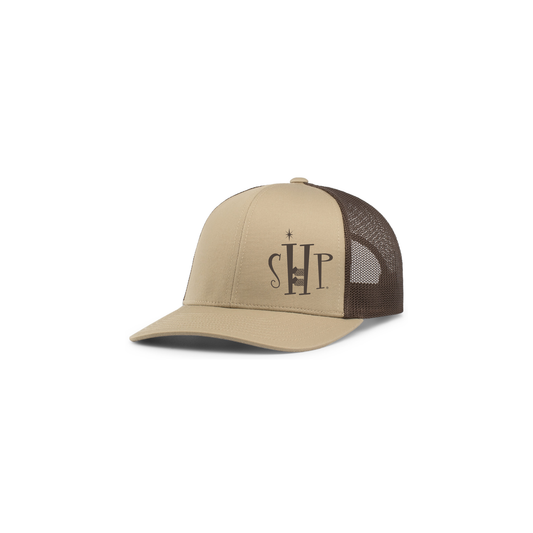 Snap Back Hat with SHP Logo Embroidery (Tan/Brown)