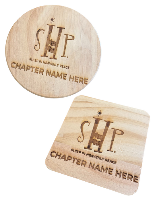 CHAPTER - Round or Square Wood Coasters w/ Laser Engraving