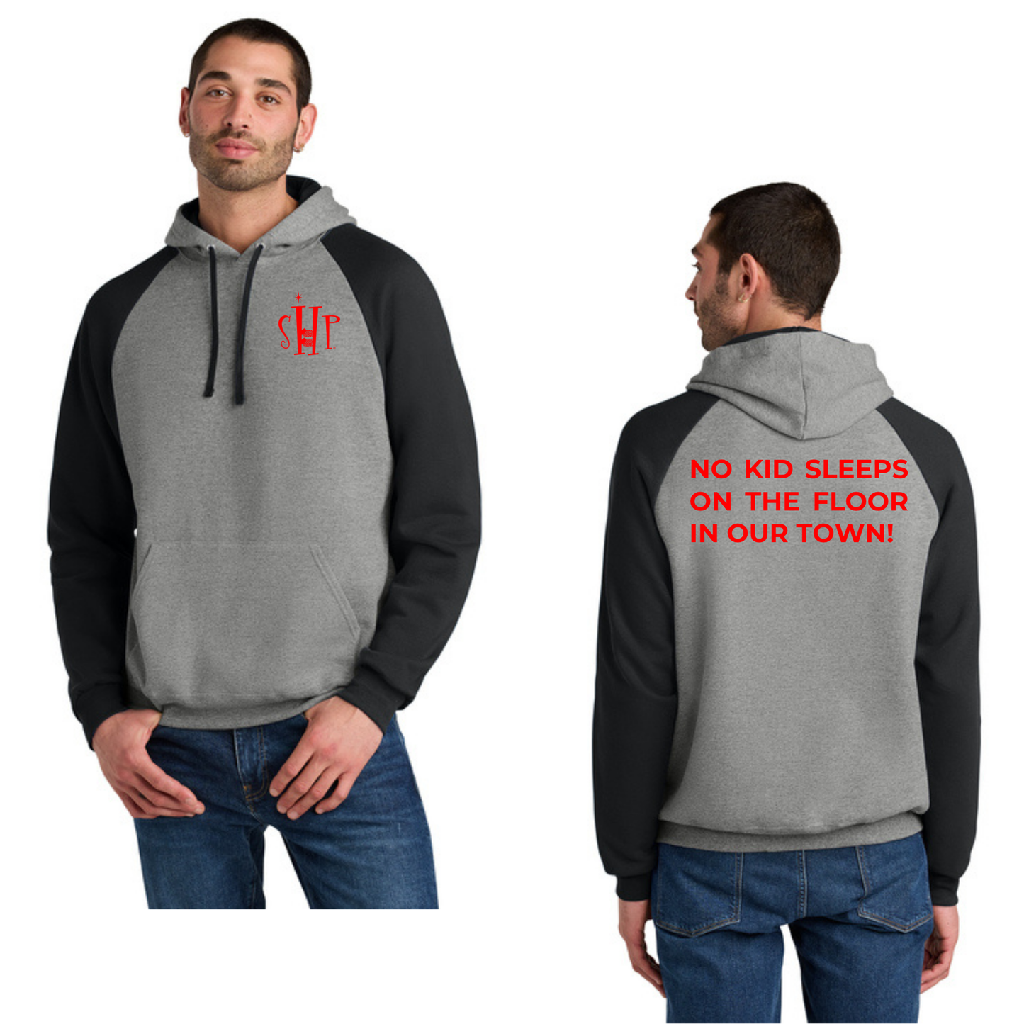 Jerzees® Unisex NuBlend® Colorblock Raglan Hoodie (OXFORD/ BLACK)