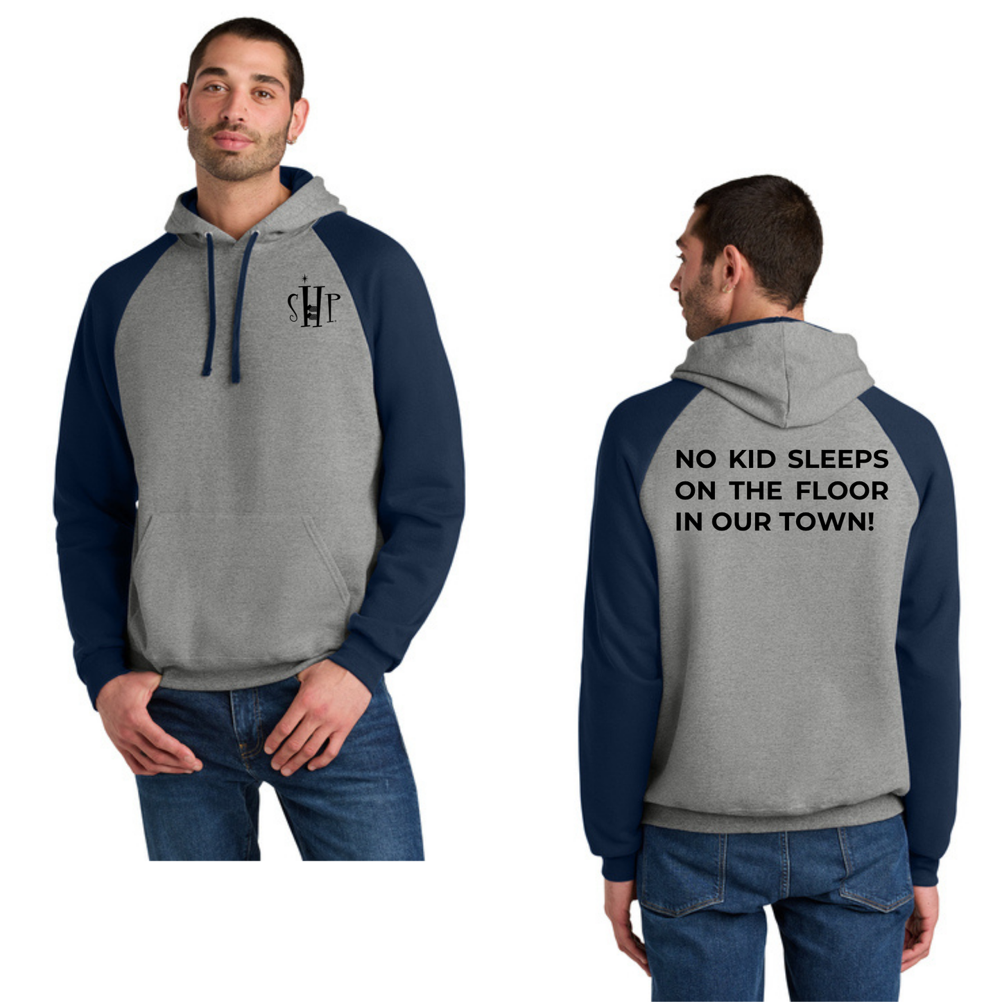 Jerzees® Unisex NuBlend® Colorblock Raglan Hoodie (OXFORD/ J. NAVY)