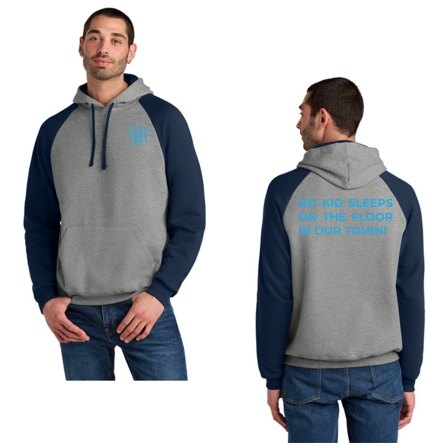 Jerzees® Unisex NuBlend® Colorblock Raglan Hoodie (OXFORD/ J. NAVY)